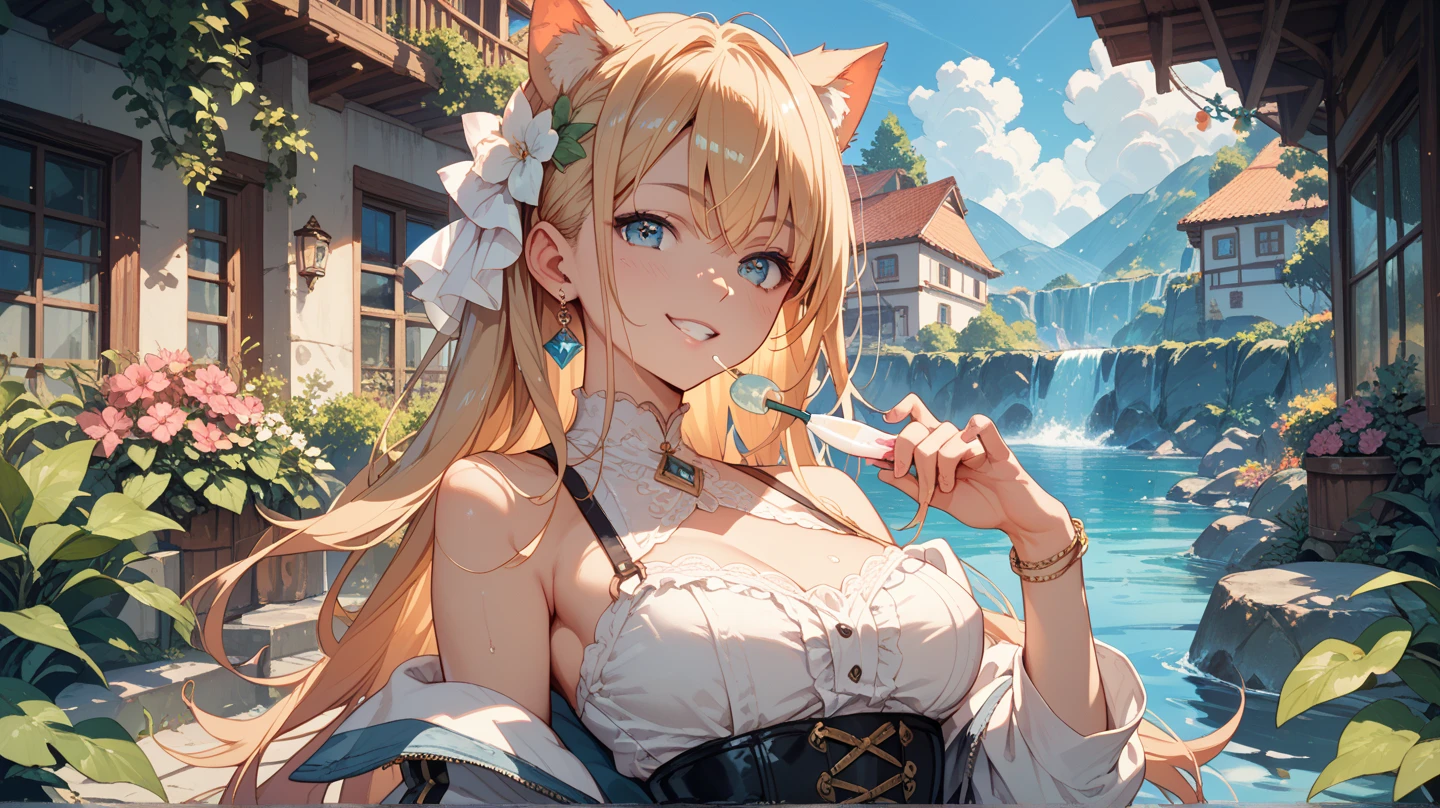 a blond、red eyes、One pretty girl、独奏、animesque、magician、A sexy