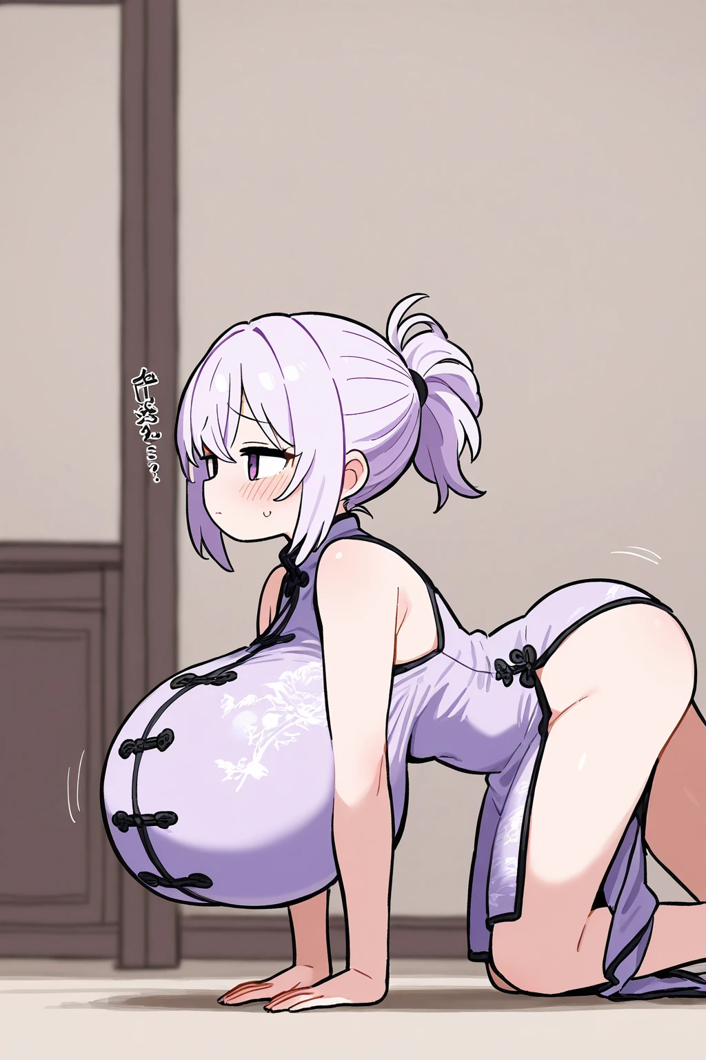 top quality, best quality, High-quality illustrations, masterpiece, 16k, 1080p, uploaded on e621)(kemono, furry, anthro, alone), round, 1 female, hot mother figure, very detailed body face and eyes, white ferret, Hanazono Chiyuki, (Sdorica), white fur, fluffy, big breasts, tail, perfect eyes, yellow eyes, white ponytail hair, beautiful japanese bikini, beautiful japanese lingerie, bedroom, body movement, body twitching, pregnant, red blushing, bleb, tounge out, playful manner