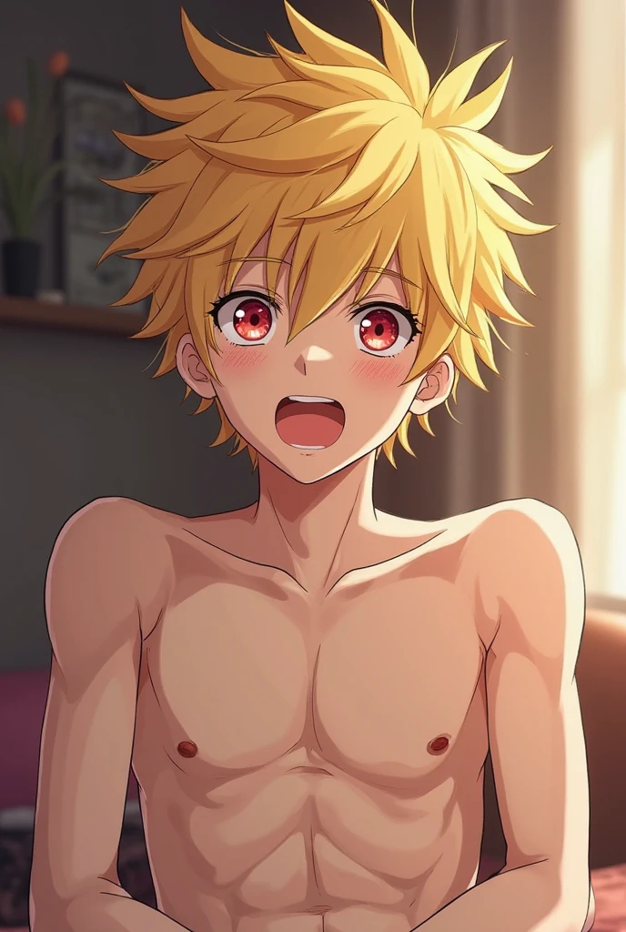 As an image of tatsumaki from the anime one punch man completely naked
, looking at the camera with an expression of disgust and anger