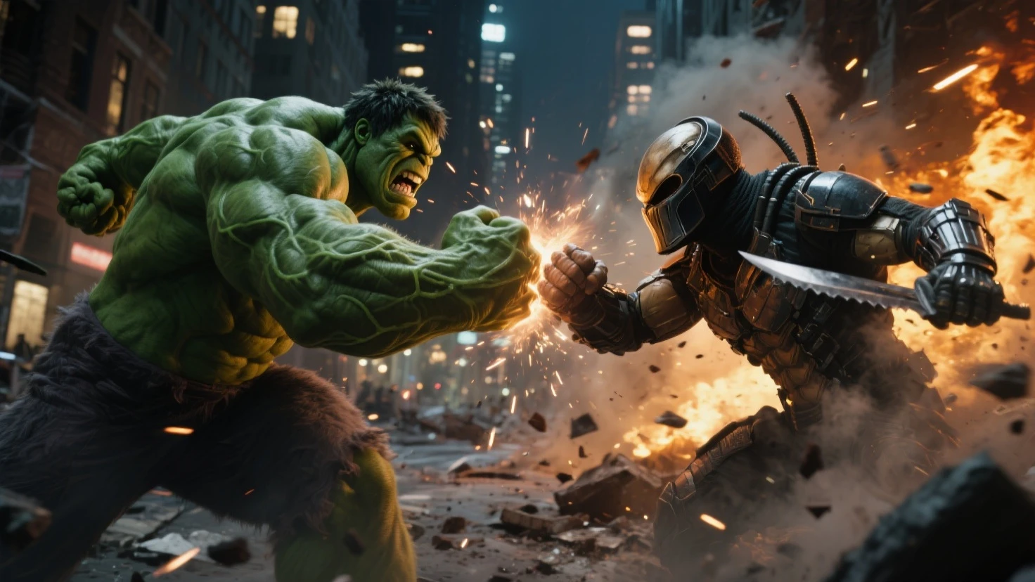 Robert downey jr in dr doom fighting with hulk