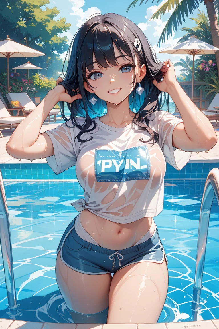 masterpiece, best quality, High resolution, b1, Hair Bun,Brown hair, black eyes, White pantyhose, Raglan sleeves, shirt, 乳首がshirtから透けて見える、pink ribbon, watch, Standing, Cowboy shooting, site, Monster Ball \(basic\), Grin、(Rosa_Pokémon)、(((From the lower thigh)))、sit on face、我手里拿着大腿Monster Ball、(((The opening of your legs)))、underwear,乳首がshirtから透けて見える、乳首がshirtから透けて見える、Fleshy,Broken hair in the ears,short hair,View from below,Pussy crack,Thick thighs,Cunt hair,Place your hands on your inner thighs,Wet underwear,Bun cunt,白色的Cunt hair
