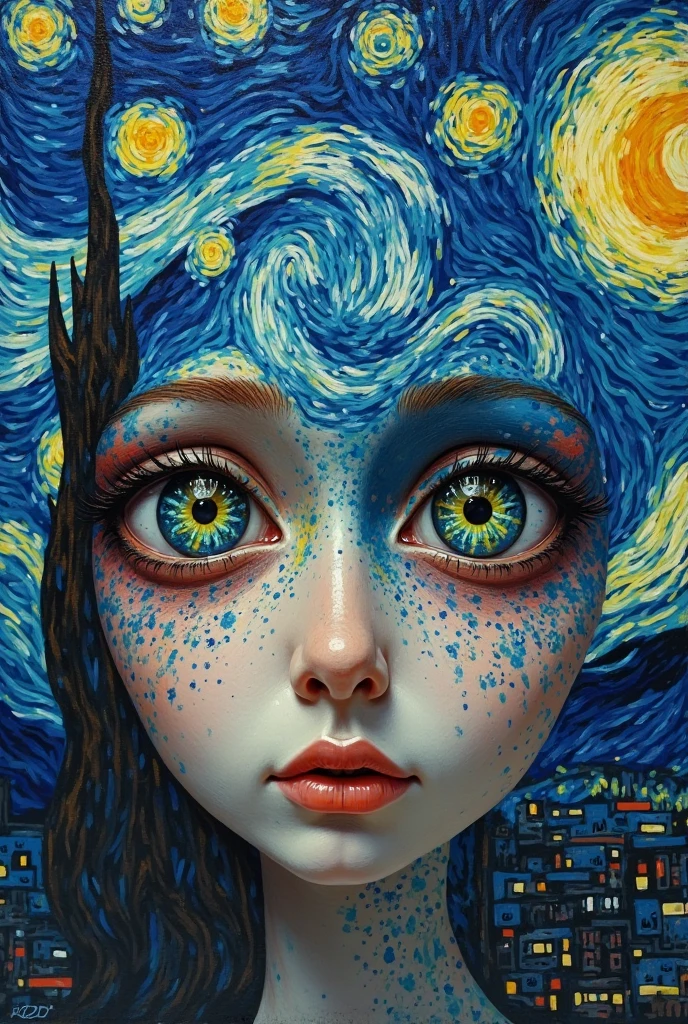 Big blue eyes oil paint