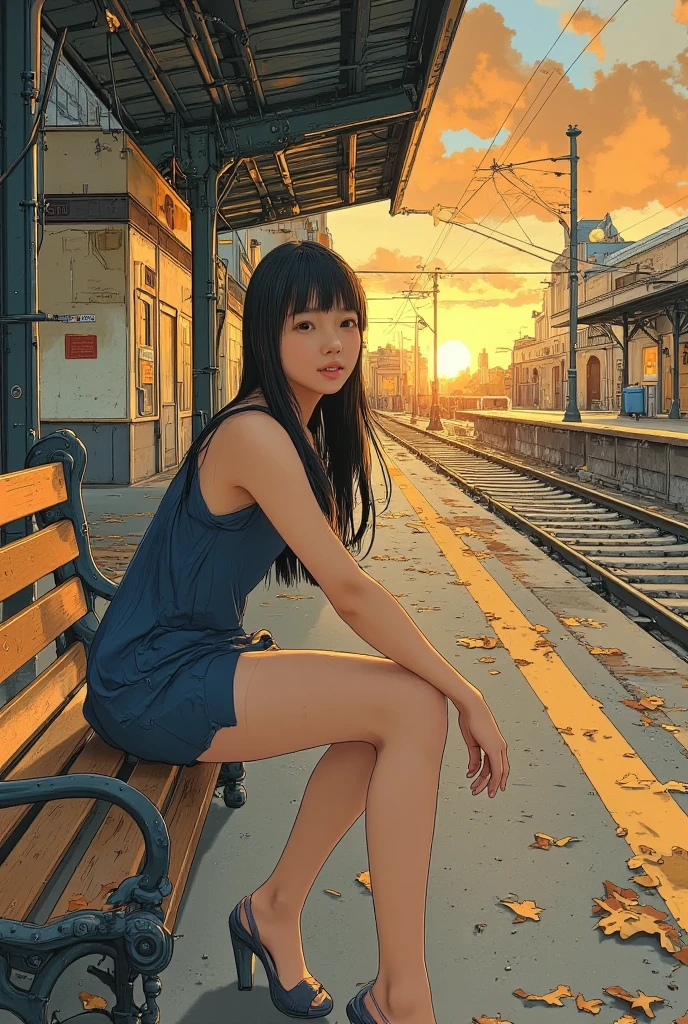 A girl sitting on clouds