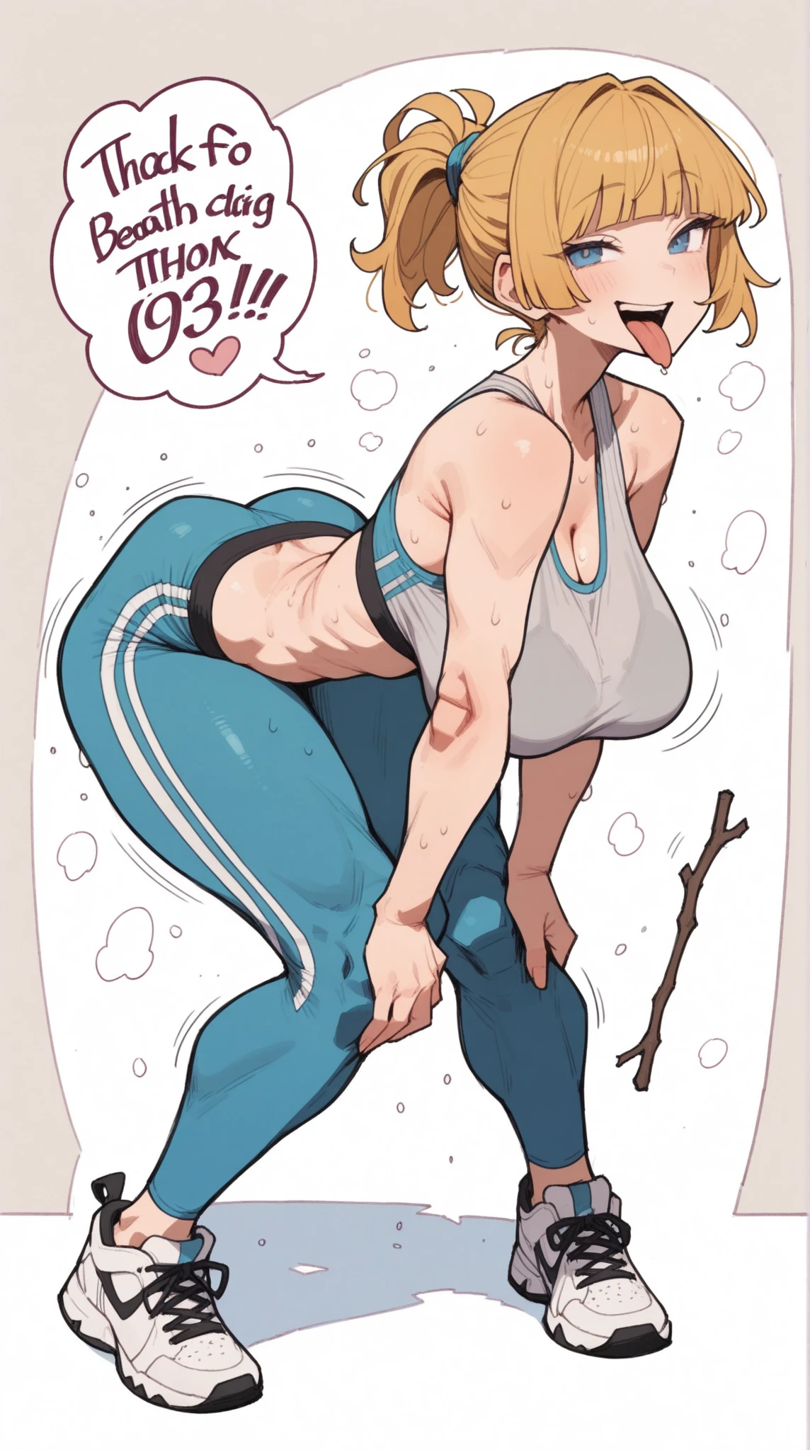 "Dynamic pose of a person with oil-slicked skin, sporting a string swimsuit, and boasting flowing hair. Thigh-high stockings, an Ahegao expression, and blushing and cat ears."