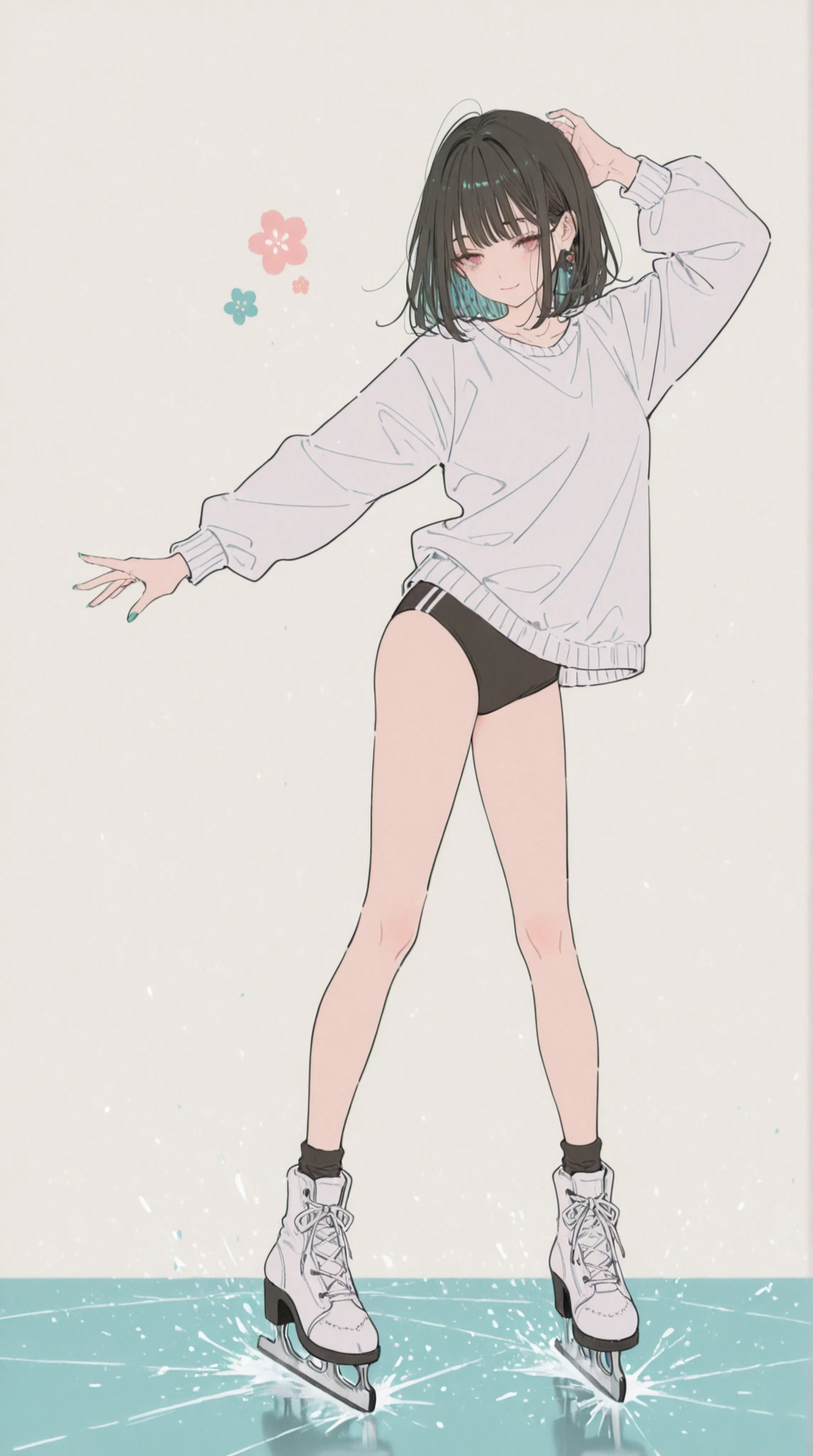 dark_art_style,artist:kazutake_hazano, artist:danimaru,[artist:ask_(askzy)], artist:wanke, artist:wlop, artist:fujiyama, artisit:yuyu_(yuyuworks)，artist:hiten_(hitenkei),atrisit:dishwasher1910,
完美品质, 超高清, 精良制作, 1girl, ice skating pose, 黑丝顺滑发{1.3},单马尾,  {天空蓝表演装:1.4}, 撞色褶边,丝带装饰,半透明服装, 冷美人风格, 若隐若现笑容,花样滑冰姿势, 高难度跳跃, 优雅滑行姿态, 匀称体态, 沉着表情, 女子花样滑冰比赛现场,冰地面，蔷薇色调色，(:1.58),超高清, 精致细节,