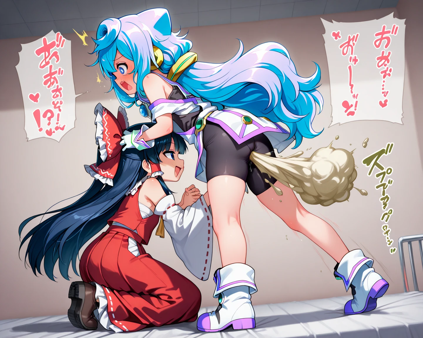 kogenta (Onmyou Taisenki) topping, kogenta (Onmyou Taisenki) standing behind a dragon, kogenta (Onmyou Taisenki) penetrating another boy, kogenta (Onmyou Taisenki) putting his penis into another boy's ass, kogenta (Onmyou Taisenki) top, white anthro tiger fursona with dark blue stripes, pink dragon, pink anthro shota dragon, white furry tiger, kogenta (Onmyou Taisenki), shota, young, small, water in hair, water running down body, water everywhere, wet, very wet, dense atmosphere, atmospheric, foggy, dense atmosphere, white hair, blonde hair, side view, an anthro male shota tiger pushing his penis into a shota dragon's ass, dragon penetrated, scalie, scalie penetrated, pink anthro shota dragon, shota dragon, dragon head, bad dragon penis, dragon penis, dragon gentialia, anthro penetrating, an anthro male shota tiger standing behind a dragon shota, an anthro male shota tiger holding a dragon's hips with both hands, white anthro male shota tiger with dark blue stripes, white body with dark blue stripes, white tiger tail with dark blue stripes, pink dragon, dragon, dragon body, dragon wings, naked, erect glowing blue penis, glowing blue penis in ass, gay sex, anal sex, yaoi, Libido boy, Shota, glowing blue penis, erect penis standing forward between legs, erect penis, visible penis, thick penis, glowing blue penis, cum, cum in ass, cumshot, excessive amounts of cum in ass, blushing, drooling, screaming, crying, sobbing, pain, creampie, dark, night, dark room, very dark, no light, darkness, deep darkness, dark shadows, thick atmosphere, thick fog, foggy, thick foggy atmosphere, dark fog, at night, light particles, bloom, ray tracing, underwater locker room, fully flooded locker room, sportswear, tanktop, sport bag, wristband, earring, tattoos, necklace, moaning, shouting, completely losing it, mouth wide open, shouting load, moaning heavily, screaming, hard, fuck hard, rough, rough sex, fuck hard, sobbing, tears. hearts, hearts as irises, heart eyes, hearts in eyes