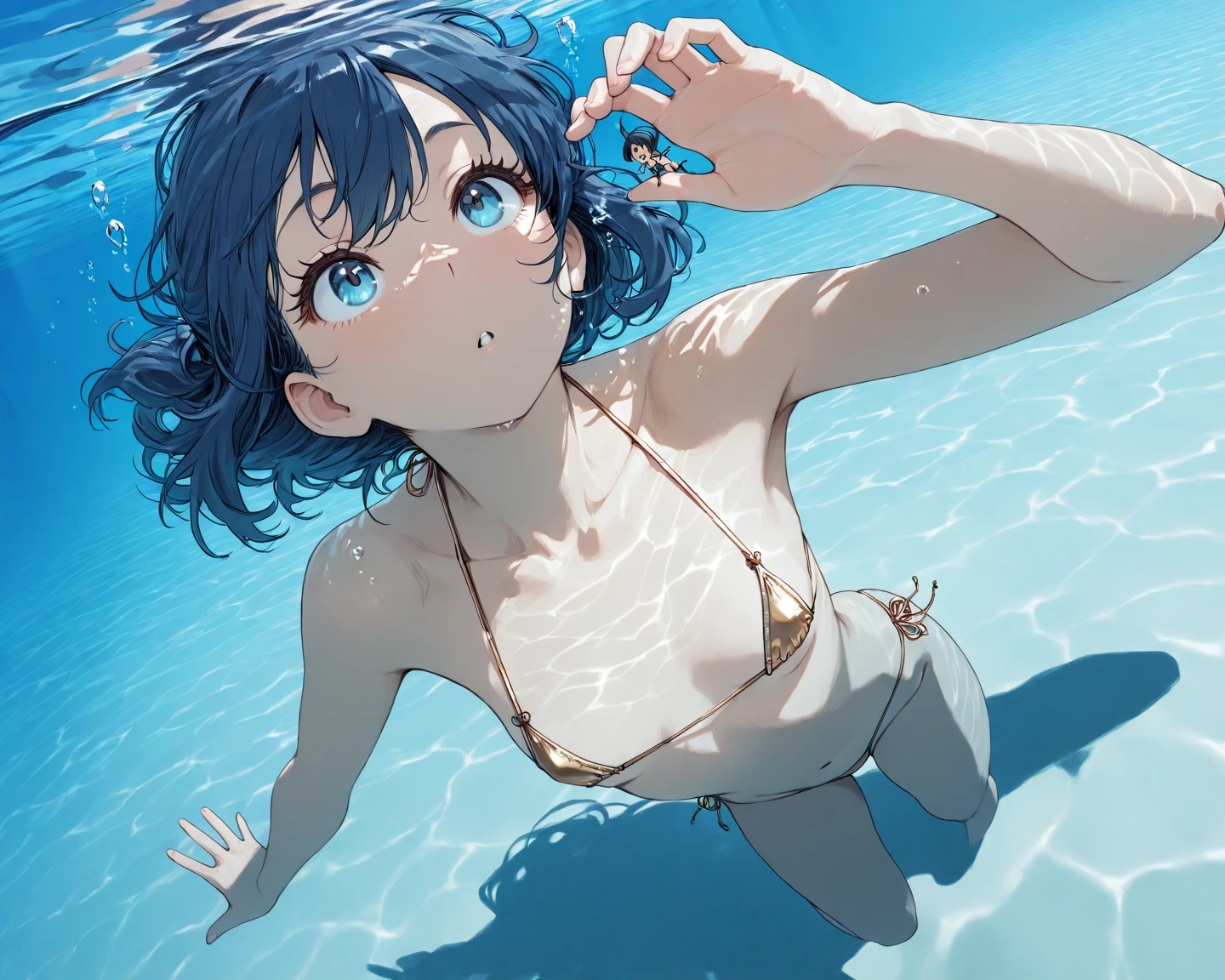 1girl,sexly body,full,perspective,刁钻的perspective,From top to bottom,whole body,sexly,Swimsuit,Bikini,暴式Swimsuit