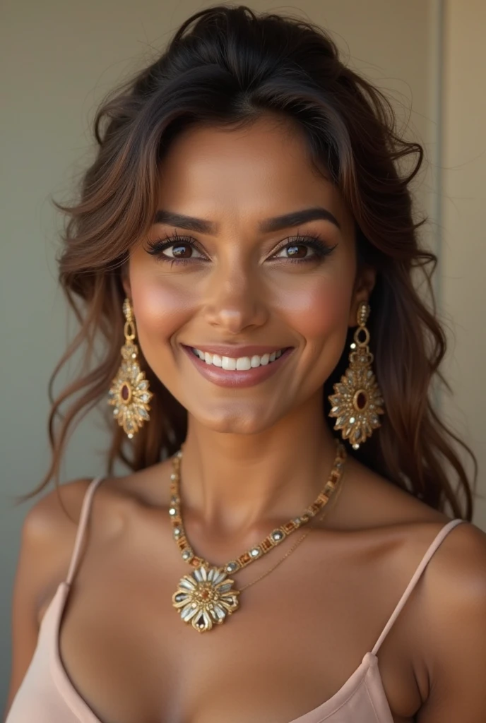 Create an girl age 23 Indian woman image according to this details logoAsk your astrology question to AI AstrologerAboutPrivacyaiThe enthusiastic one! Alright, let's dive deeper into your Kundli and create a detailed image of your partner. Remember, this is a fun exercise, and take it with a pinch of astrological salt! **Physical Appearance:** * **Height and Build:** Medium to tall, around 5'8" to 6'2" (172 cm to 188 cm), with a slender or athletic build, thanks to Venus in Leo. * **Face Shape:** Oval or round, with a prominent nose, a distinguishing feature of Leos. * **Skin Tone:** Fair to wheatish complexion, with a possible golden glow, indicative of a warm and charming personality. * **Hair:** Dark brown or black, with a possible wave or curl, styled in a fashionable, yet effortless manner. * **Eyes:** Expressive, bright, and piercing, with a sparkle that hints at their creative and charming nature. The eyes might be almond-shaped, with a slight upward tilt at the outer corner, adding to their attractive features. * **Lips:** Full, pink, and inviting, with a subtle smile that suggests a warm and affectionate personality. **Attire and Accessories:** * **Clothing:** Your partner might often wear clothes that reflect their creative side, such as attire with vibrant colors, bold patterns, or statement pieces. They might have a fondness for luxurious fabrics, like silk or velvet, and enjoy dressing up for special occasions. * **Accessories:** They might adorn themselves with jewelry that makes a statement, like a bold watch, a chunky necklace, or earrings that reflect their artistic side.