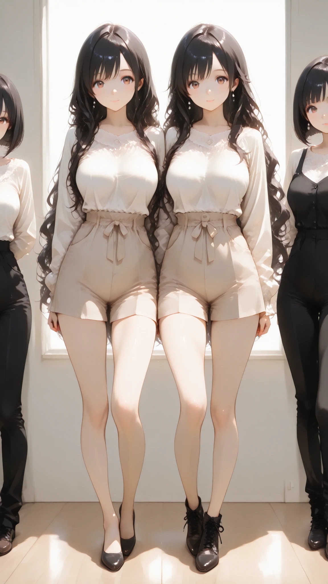 girl, Wear ultra-realistic pantyhose、Smile of shame、game_nffsw, realistic skin textures、shinny skin、Exposed thighs!!!