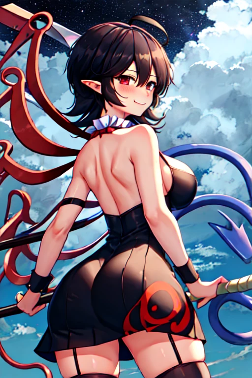 small breasts, bare shoulders, open sleeves, hair over one eye, red eyes, side ponytail, ponytail, loose neck, skull, (((blue skin)), stitches, zombie, striped sleeves, stitched mouth, extremely detailed, very detailed, perfect face, beauty, perfect eyes ((skeletal arm, vivid tails, big ass, big lips)), loose eyes, makeup, big eyelashes, beautiful, adorable, whole body,  Censored, 1girl anal_object_insertion areola_slip armpits brazos_arriba flecha_(projectile) vendaje_pecho vendaje_muñeca bandages Barefoot pelo_rubio arco_(gun) Breasts butt_plug pecho_sarashi pecho_tatuaje chino_texto choker choker fire flor_tatuaje _pelo_cuerpo_adorno cola_de_caballo_alta full holding sosteniendo_flecha sosteniendo_arma improvisada_arma jewelry Kanzashi knee pads Big breasts Leg legs raised looking at viewer Navel Object Insertion orange eyes  panties separate lips choker hanging ponytail pubic tattoo choker red rope sarashi toy shimenawa shiny skin ponytail cut simple side straps bottom sitting soles just split legs open stomach rope tattoo thighs toes underwear gun white background, back view, big ass, showing ass, back, pov behind, butt,