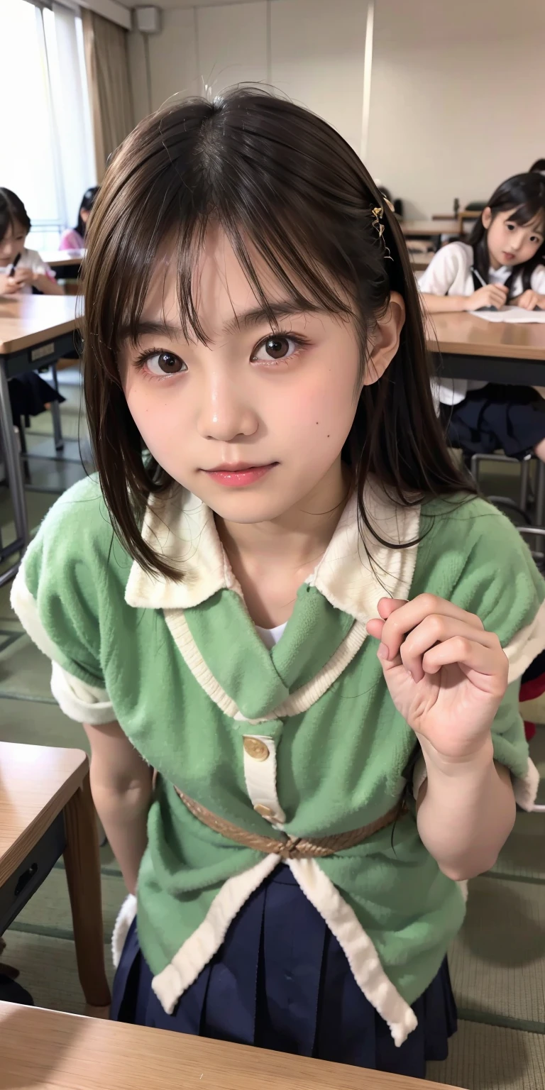 Garota olhos verdes, colegial 4k ultra realista. In Tokyo, Japan.