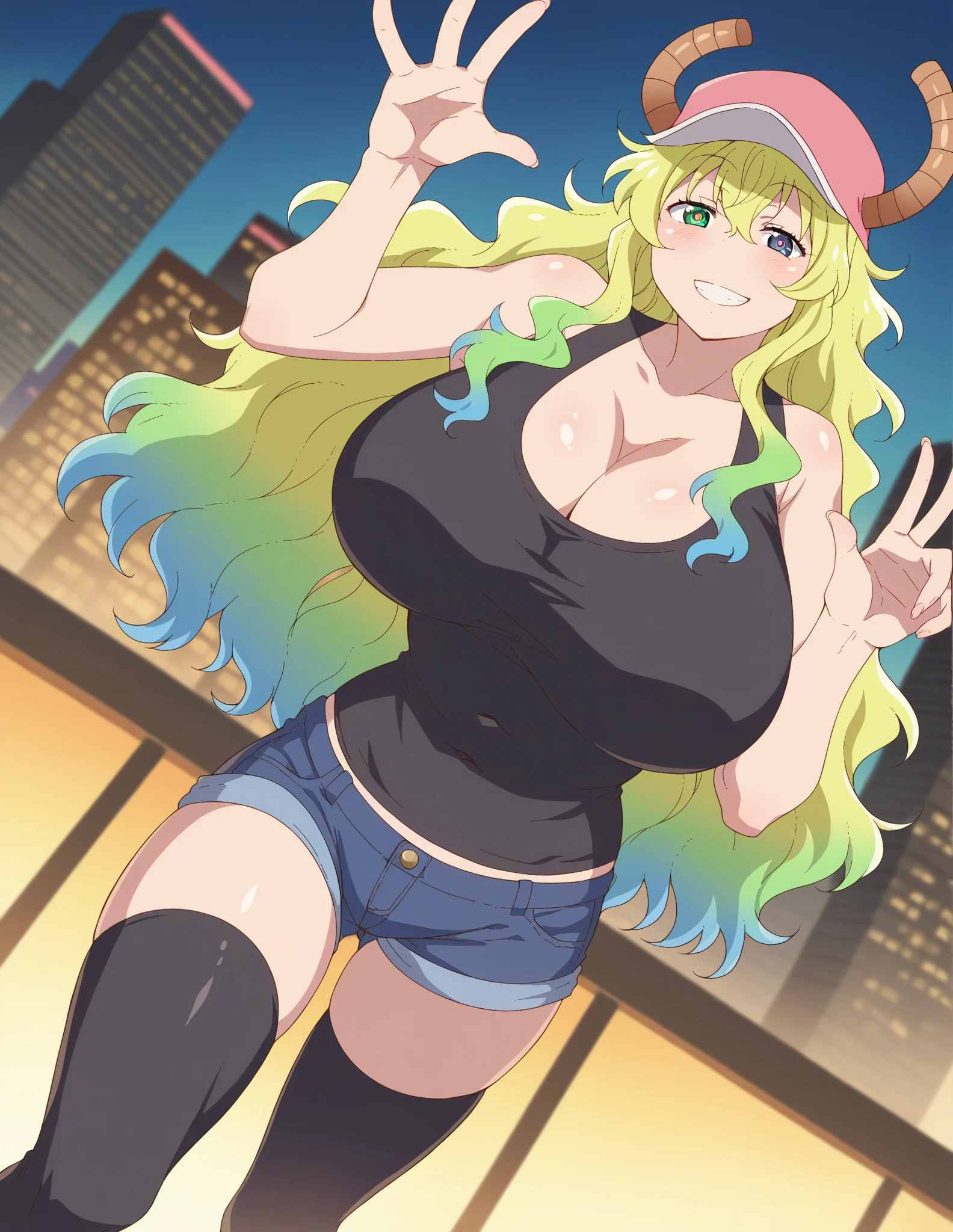 , masterpiece, Highest Quality, Highest Resolution, perfect background, perfect perspective, sharp image, perfect details, perfect lighting, perfect shadows, Perfect lighting, Best background,
perfect anime style, Callie, furry female, tail, body fur, multicolored fur, blond hair, furry, brown fur, green tank top, breasts, denim shorts, midriff, underboob, large breasts, outdoors,
