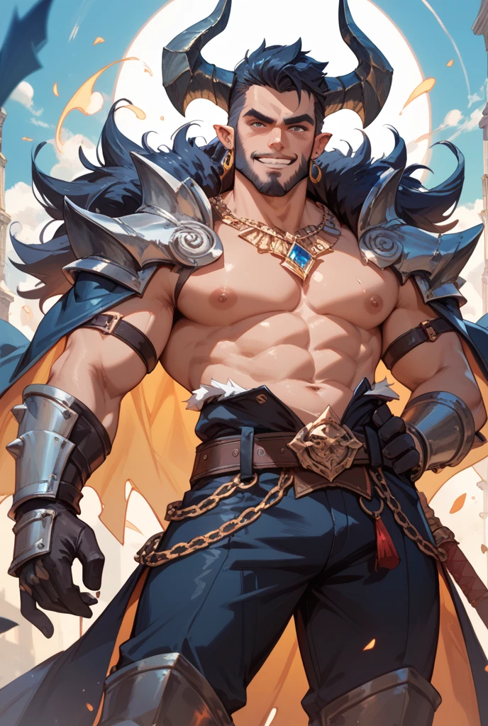 kenket, ross tran, ruan jia, bonifasko, a mighty male bear made out of (wandering barbarian), heterosexual, orange eyes, big black mane of hairs, fantasy portrait, finely detailed brown medieval underwear, intricate design, double blades, silk, cinematic lighting, 4k,
