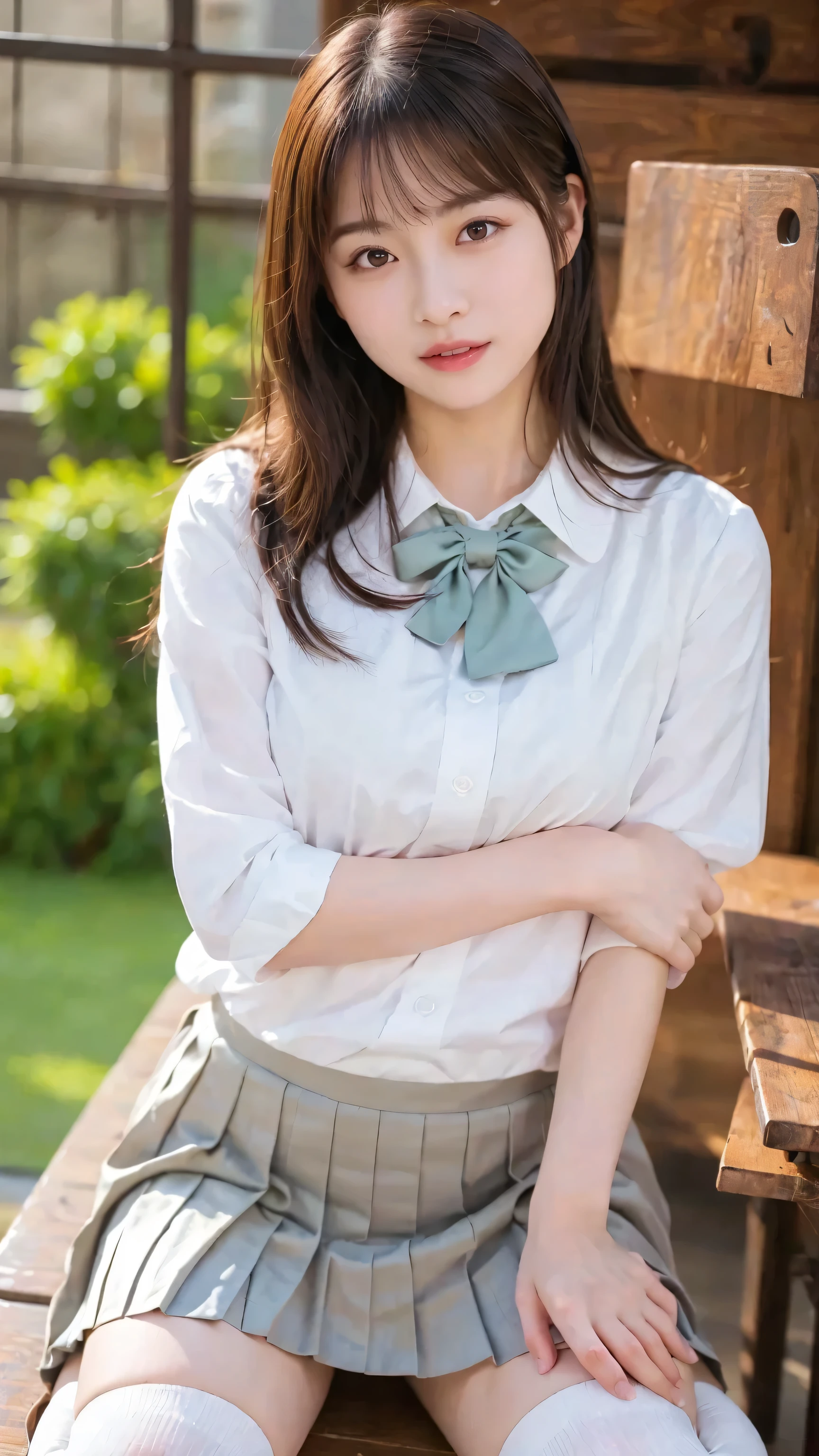 ((masterpiece)), (( top quality)), ( details), (( 非常にdetailsな)), 4K, (8k), top quality, ( beautiful ), upper body, focus on the whole body, in the classroom , cute woman, 1 woman 、 beautiful mature woman, Alone, ( Japanese High School Uniforms 、 pleated miniskirt 、 knee-high socks), beautiful light brown hair, (( beautiful eyeedium hair, teeth, Embarrassing, lens flare, sparkling, Shine、 And crying face 、 plump body、big boobs, faces of Japanese actresses、 beautiful mature woman, ((have intense sex in missionary position:1.5)), (( random sexy pose to show off your pussy、Put in、Deep joy, Drunken eyes :1.2)), (( close your eyes、takes a big breath:1.2))、leaning against the backrest、 table up、 Euphoric Expression、 climax expression , the whole body twitches