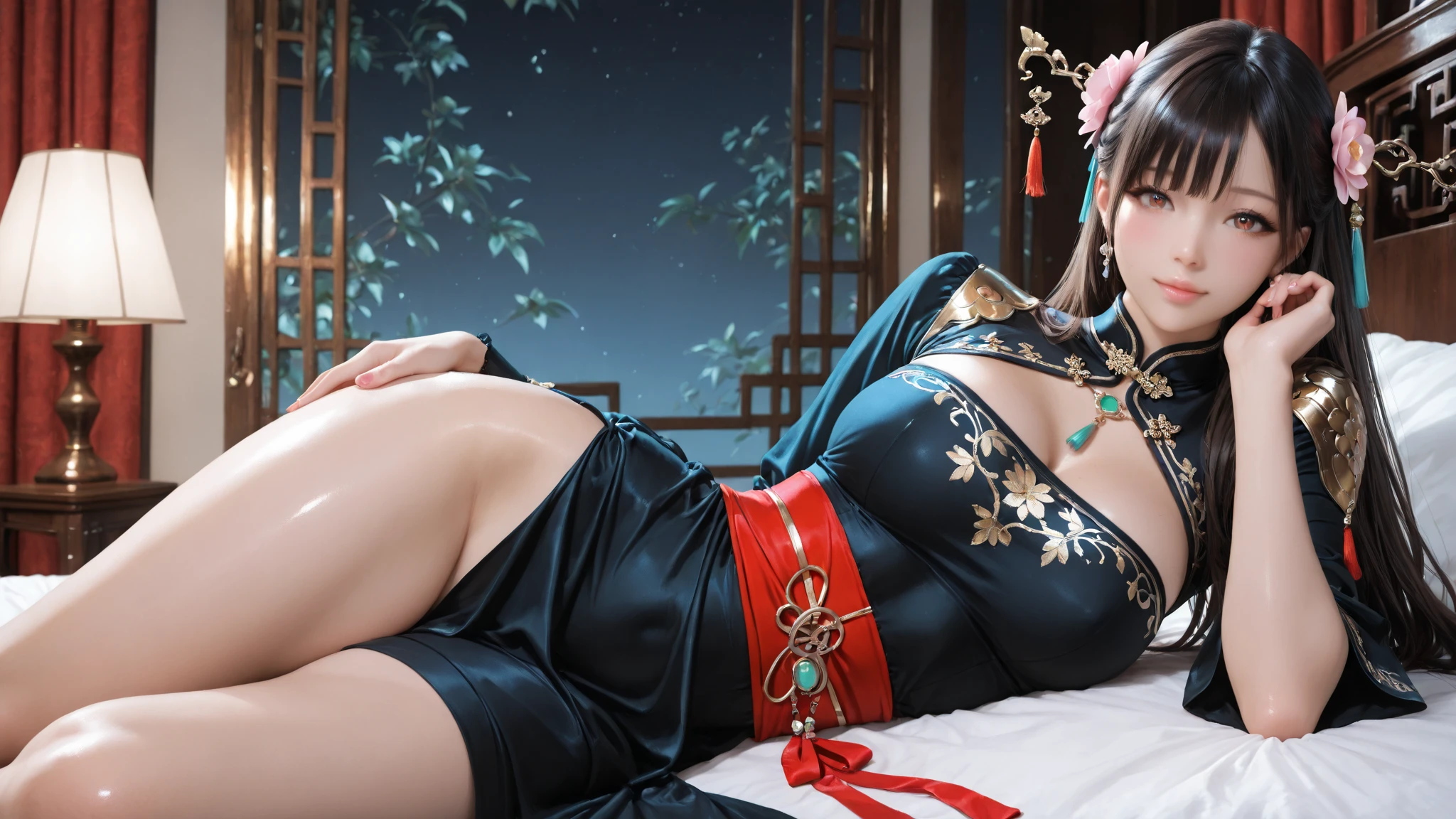NSFW, best quality, Offizielle Kunst, sehr detailliertes CG Unified 8k Wallpaper, huge filesize, sehr detailliert, hight resolution, sehr detailliert, beautiful detailed girl, sehr detaillierte Augen und Gesicht, nice detailed eyes, Licht im Gesicht, Filmbeleuchtung, 2 girls, (von unten: 1.3), (Perspektive: 1.2), Blick auf das Publikum, full entire body, Full body photo, Braids, Ebbe und Flut, Vaginale Ruine, sabbern, very huge breasts, open legs, Sexuelle Erregung, Sexueller Ausdruck, thinness, high heels, al fresco, hip width, (Hanfu: 5), , Dach, Abend, neon in the back, A girlis, mit einem durchsichtigen Seidenschal, very huge breasts, auf dem Bett sitzen, Beine offen, arms raised above the head, in a seductive pose,