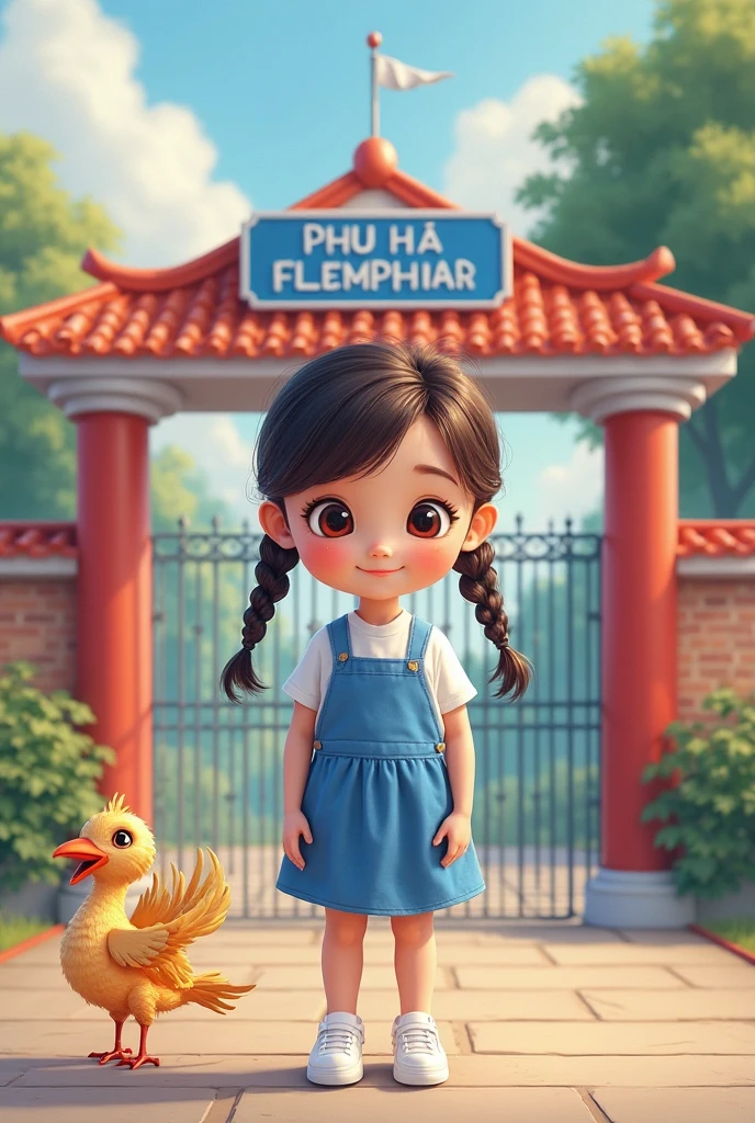 Generate a image of a young girl, 10 years old, from Singapore, with Singapore features, realistic city background, best quality, real, well detailed, hyper-realistic