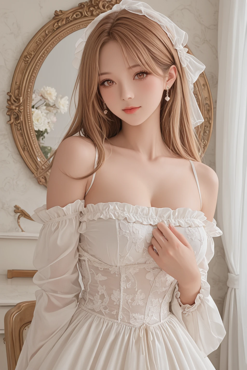 blonde woman with long hair and piercings posing for a photo, with white long hair, with long white hair, perfect white haired girl, ava max, tifa lockhart with white hair, pale porcelain white skin, anime girl in real life, with white hair, extremely light blonde hair, very light blonde hair, with long blonde hair, her hair is white