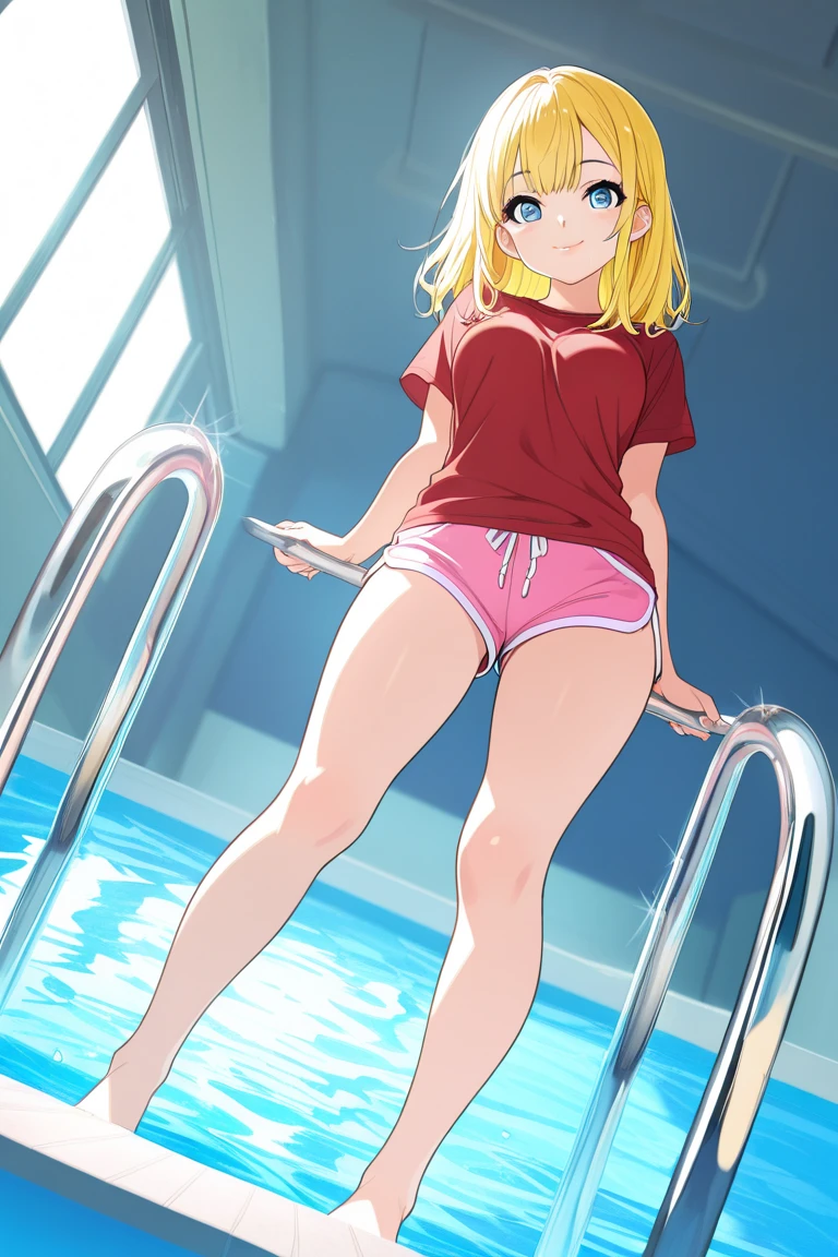 1girl, sexy 11yearold blonde slut is wearing a micro bikini and is masturbating at her swim practice as her old male coach watches