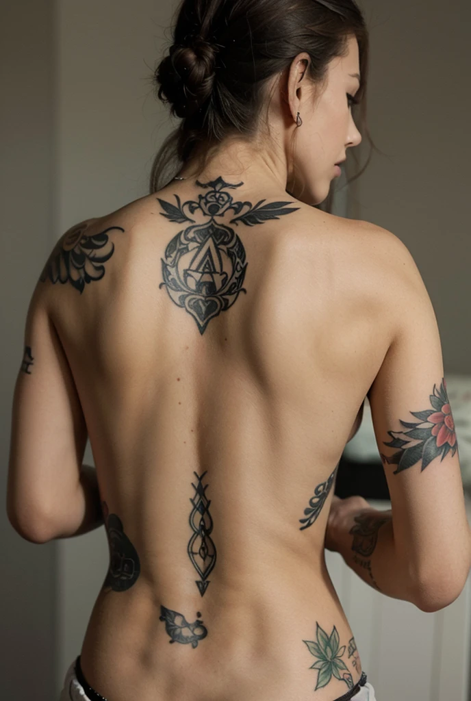 Make a girl with black hair with the back of her head painted blue with medium breasts next to her make a brown boy medium size short curly hair with an eagle tattoo on the shoulder the tattoo is a compass with the eagle in front don&#39;t forget to involve Instagram @vichxs7 de alguma forma na imagem