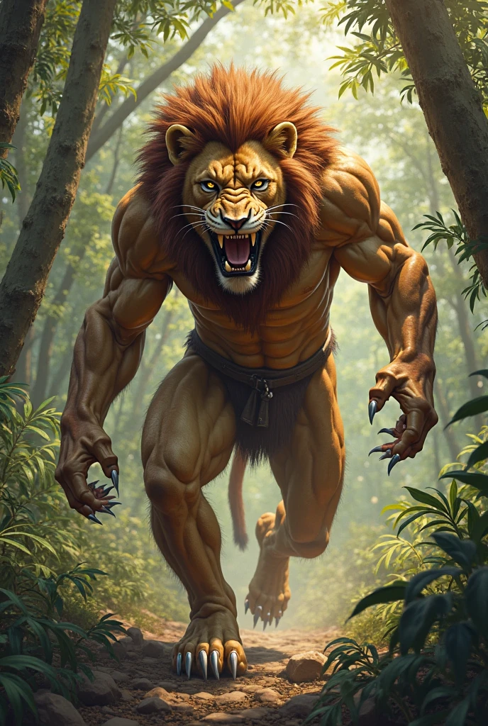 A humanoid cheetah in sunlong form, with bigger hair and claws and as if he was out of control 