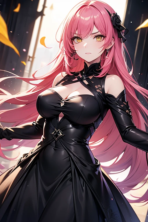 a young girl, cat girl, long pink hair, purple eyes, long cat ears, large and long pink tail, beautiful detailed eyes, soft lighting, warm color palette, cinematic composition, dramatic lighting, , professional, physically-based rendering, sharp focus, vivid colors, Queen's outfit