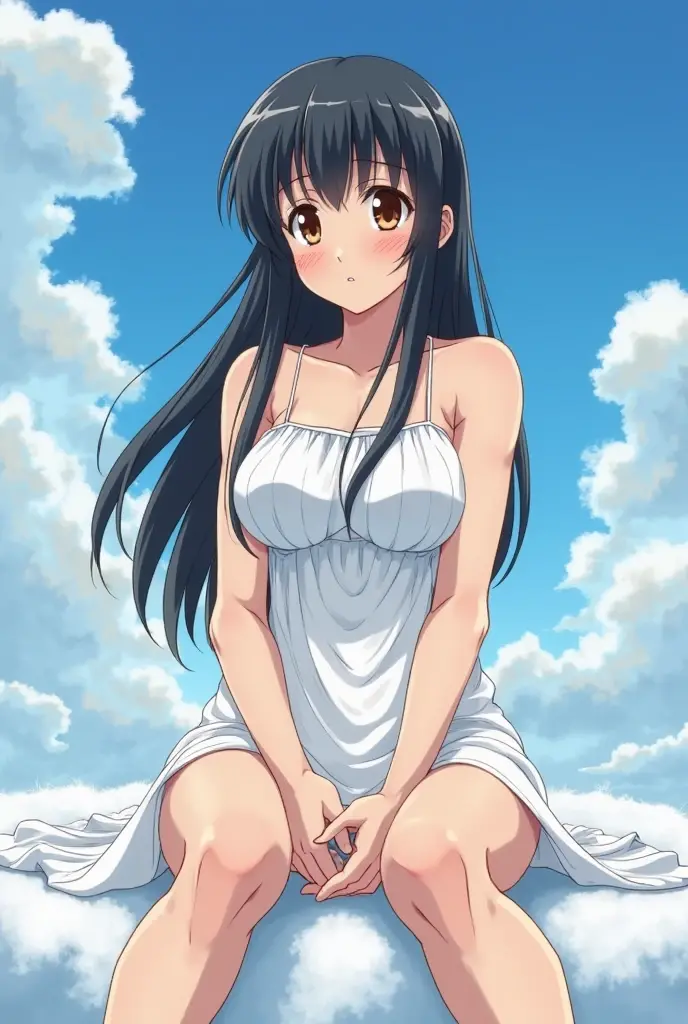 One girl,alone,Yukinoshita Yukino,,smile,Small breasts,View your viewers,Put your arms behind your back,Blue Theme,Blue background,Cloudy, sunlight, Sweat,Completely naked,Nipples visible