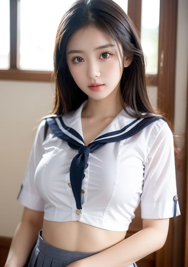 ((masterpiece, 最high quality, 8k, One Girl, Blowjob Pose、penis))、high quality、masterpiece、Ultra-high resolution、beautiful girl、beautiful girl顔、Cute girl face、Wear a sailor suit、School Swimsuit、Delta Region、Lesbians around the world、Famous Japanese actresses、Very beautiful face、Beautiful breasts、sexy、Twin tails、Huge breasts、Too big、Saggy breasts、whole body