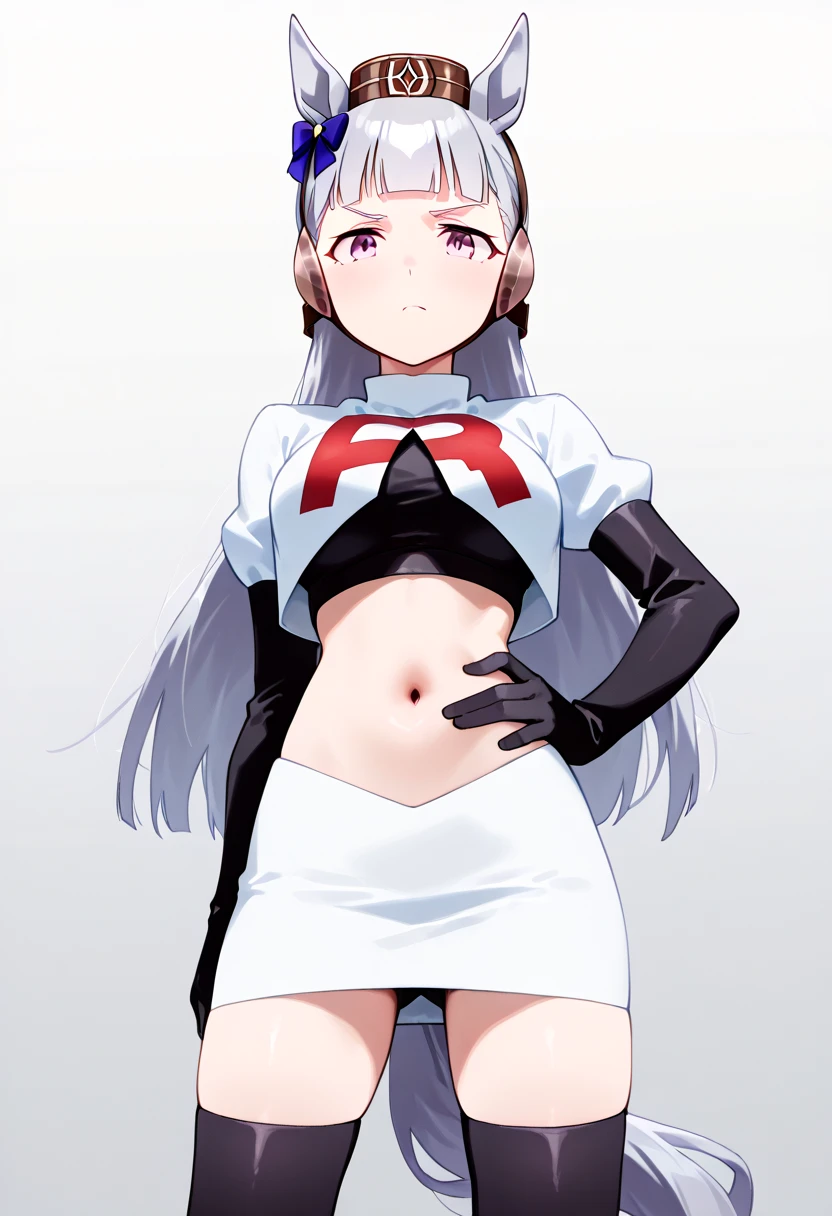 mandragora, mandragora, long hair, bangs, ahoge, green hair, (purple eyes:1.1), bow, hair bow,
BREAK team rocket,team rocket uniform, red letter R, white skirt,white crop top,black thigh-highs,black elbow gloves
BREAK looking at viewer, (cowboy shot:1.5),
BREAK (masterpiece:1.2), best quality, high resolution, unity 8k wallpaper, (illustration:0.8), (beautiful detailed eyes:1.6), extremely detailed face, perfect lighting, extremely detailed CG, (perfect hands, perfect anatomy),