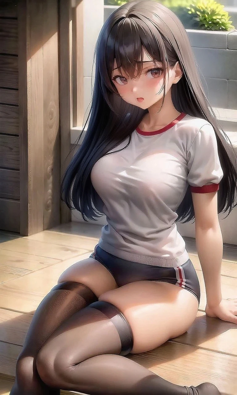 Woman in children's clothes、Children's Trainer Shirts、A dark-haired、Children's socks、Voluptuous body、Nasty smile、A MILF、aunty