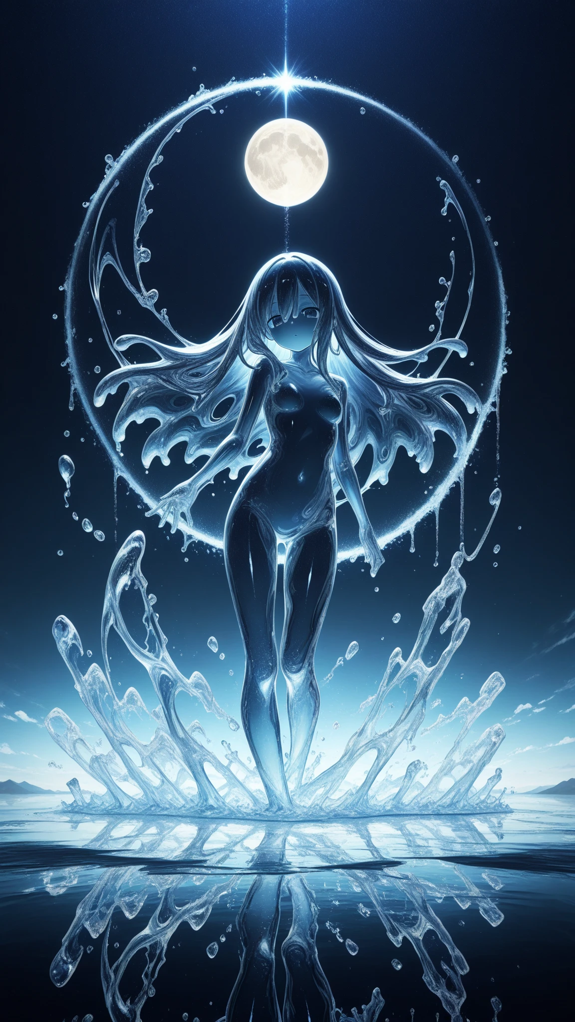 The white-haired girl sits on a glass covered with white liquid, It is covered with white slime, Suffocated by milk, dripping skin, Loli, [ 4 K digital art]Overflow with white juice, dripping goo, whaite hair，white skinned。Exposed underwear，The tentacles are wrapped between the legs