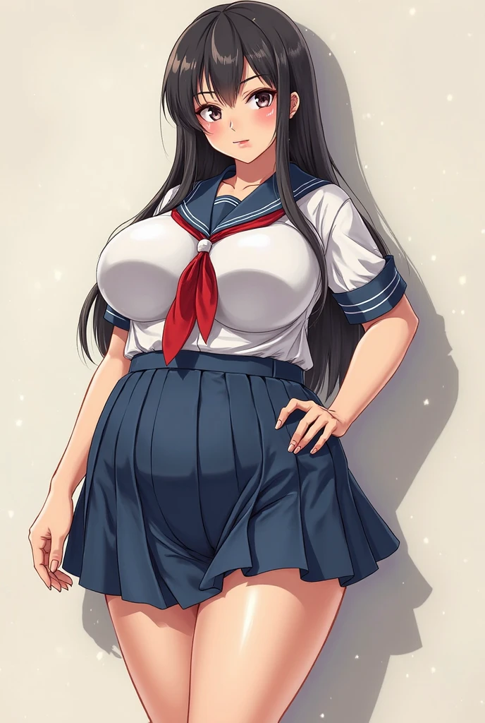 anime girl with ponytail and tie in a , anime moe artstyle, as an anime character, wearing , wearing a , nagatoro, an anime girl, cel shaded anime, wearing japanese , hinata hyuga, cel - shaded art style, beautiful anime high school girl, female anime character, anime character, in an anime style, ((full body)), converse, converse high, (big breasts), highly detailed face, cool, mom, tomboy, ((angry eyes)),