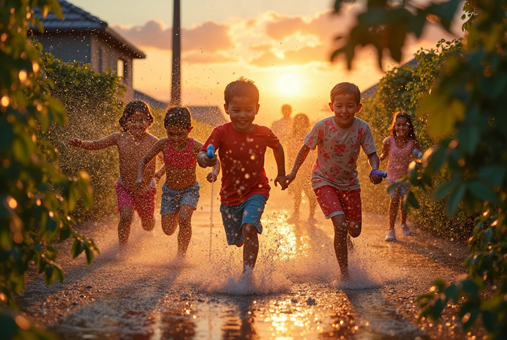 Playing in the rain dancing and laughing