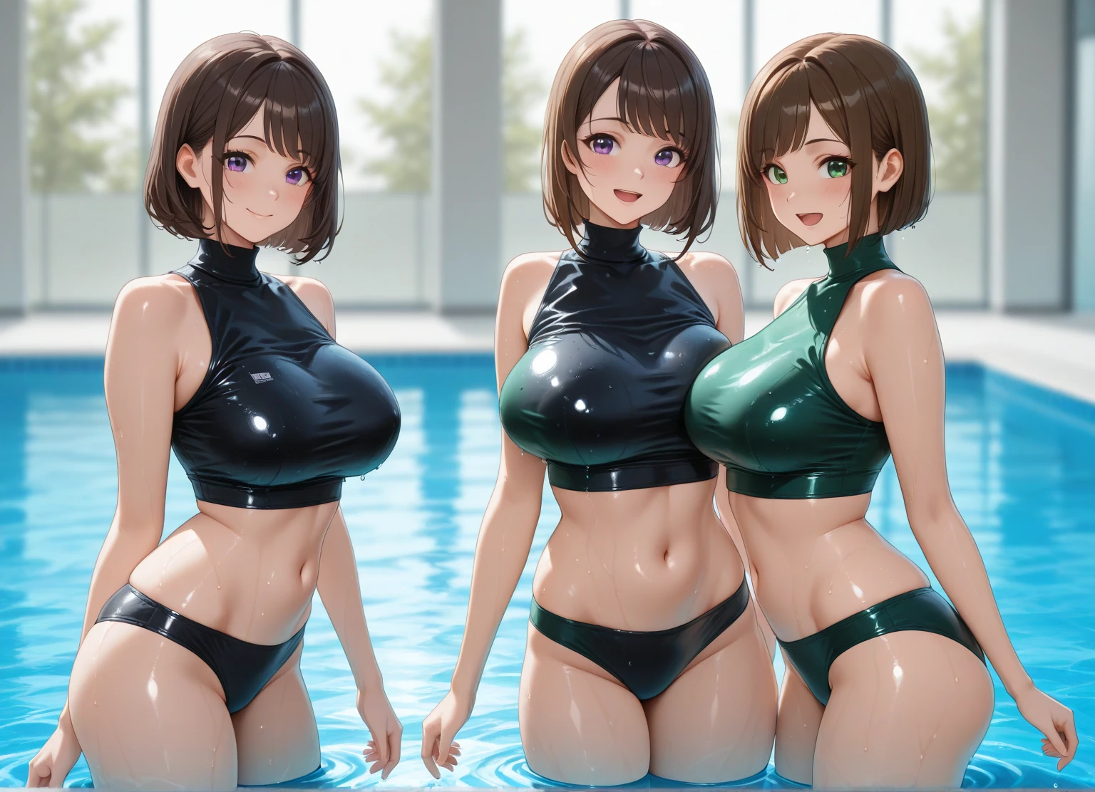 2 milfs looking at the camera high-fiving