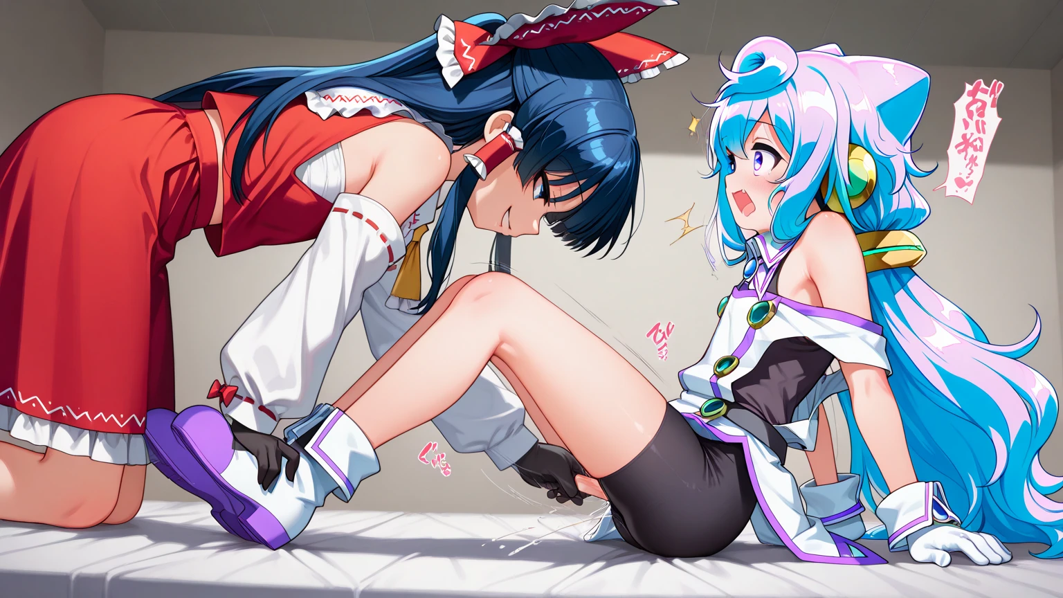 Two Girls、Teman、Masturbation、 kiss、Yuri、Hearts in eyes、Long black hair、rape、Put your finger in your pussy、Spread your legs、first round、