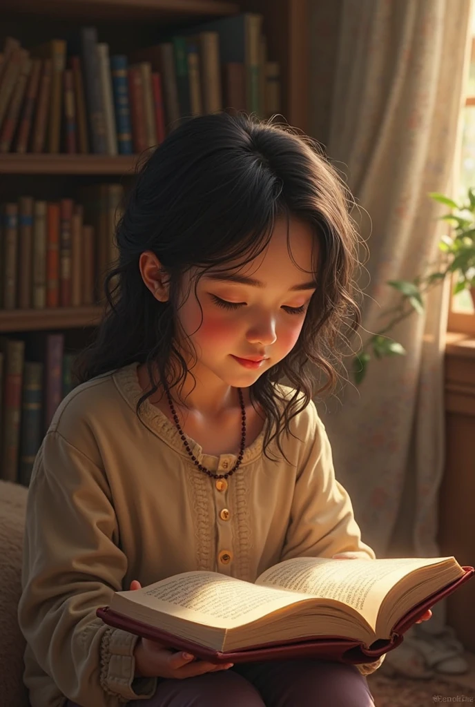 The child lay on the bed, his eyes looking at the storybook father, who was holding a storybook and giving a happy speech --auto --s2