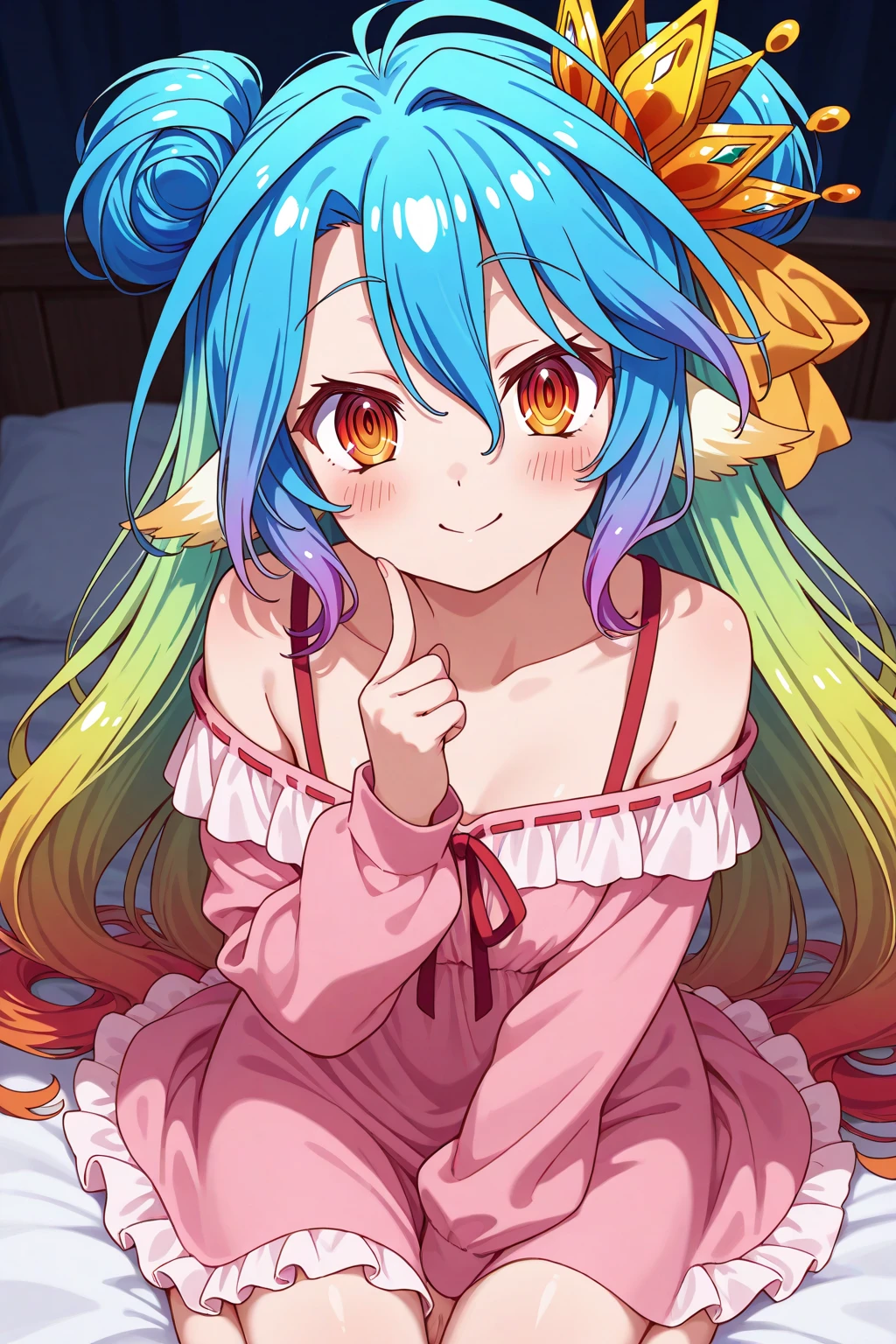 lum, 1girl, long hair, (tiny horns), tiny sharp ears, (score_9, score_8_up, score_7_up), masterpiece, best quality, absurdres, unity, 8k, wallpaper, hi res, highly detailed face, highly detailed eyes, blue eyes, (intricate details:1.4), (two-tone hair, green hair, aqua hair:1.1), summer dress, off shoulder, indoors, living room, pov, full lips, depth of field, blurry background, foreshortening, female focus, couch, from behind, looking back, from_behind, uncensored, smug laugh, mouth open, blush, hands on hips, skirt lift, ass, Possmach, skinny, slim, skinny legs, short stature, 1980's style, from side, young, short stature, young age,