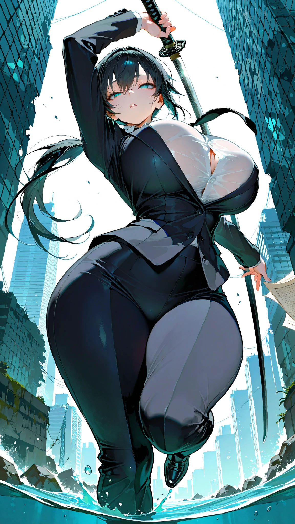 Mei mei from jujutsu kaisen, walking on city road st night, black dress, white skin, white single braid hair, Ultra-realistic 8k CG, tmasterpiece, full body shot shot，((Ultra detailed backgrounds, delicate patterns, Complicated details)), (The is very detailed, finely detailled), Best quality at best, 1 extremely exaggerated tall, strong, plump and sexy girl,She has extremely exaggeratedly huge thick breasts，Elongated waist，Extremely exaggerated and huge thick buttocks，Super long big thick legs，Extremely exaggerated thick leg muscles， (realisticlying:1.4),beautiful light up,  absurd res, RAW photogr, filmgrain, ((Oversized thick breasts, tall plump girl)), 1个Giant Breast Girl, maybe, Alone, Three meters long hair, woven, a skirt, Very long hair covering one eye, ssmile, longer sleeves, Braided bangs, Black dress, braidedponytail, White hair, Fluffy sleeves, ngel, turtleneck dress, black heels，cosmetics, with gray hair, Redlip, one eye covered, lipsticks, Open your lips, Single braid, (Complex and detailed background, external, urban surroundings, cow boy shot，full body shot shot),