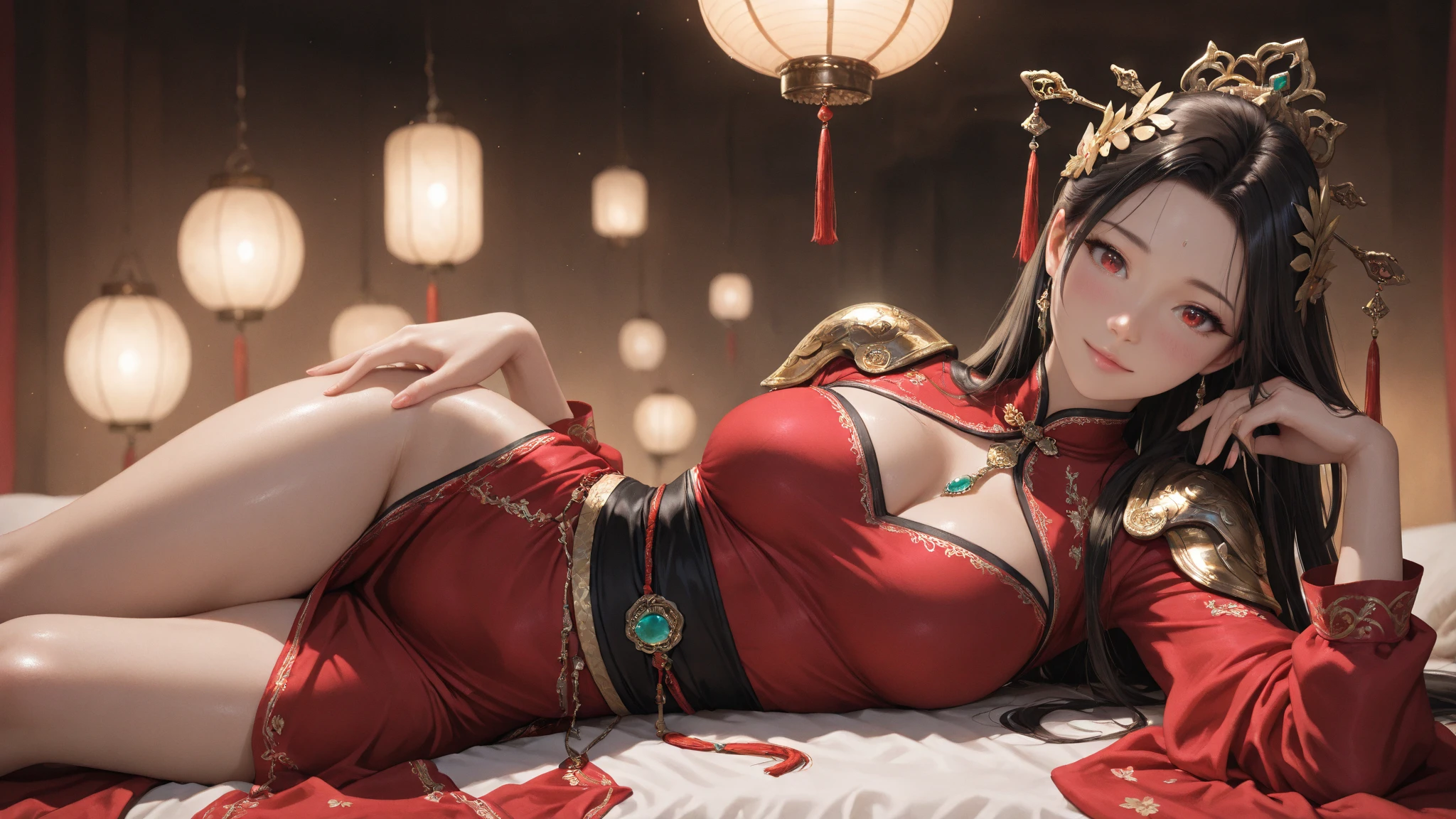一个女孩Lying in bed,Face up,Raise your legs slightly,Front view super detailed beautiful big breasted girl 16 years old. Ultra HD, 4K, 8K, Movie,whole body,Lying down,Long legs,Very big breasts,whole body捕捉,(((Lying in bed))),(((whole bodyLying in bed))),big bed,Lying in bed,Sleeping on the pillow,Lying down,Headrest pillows