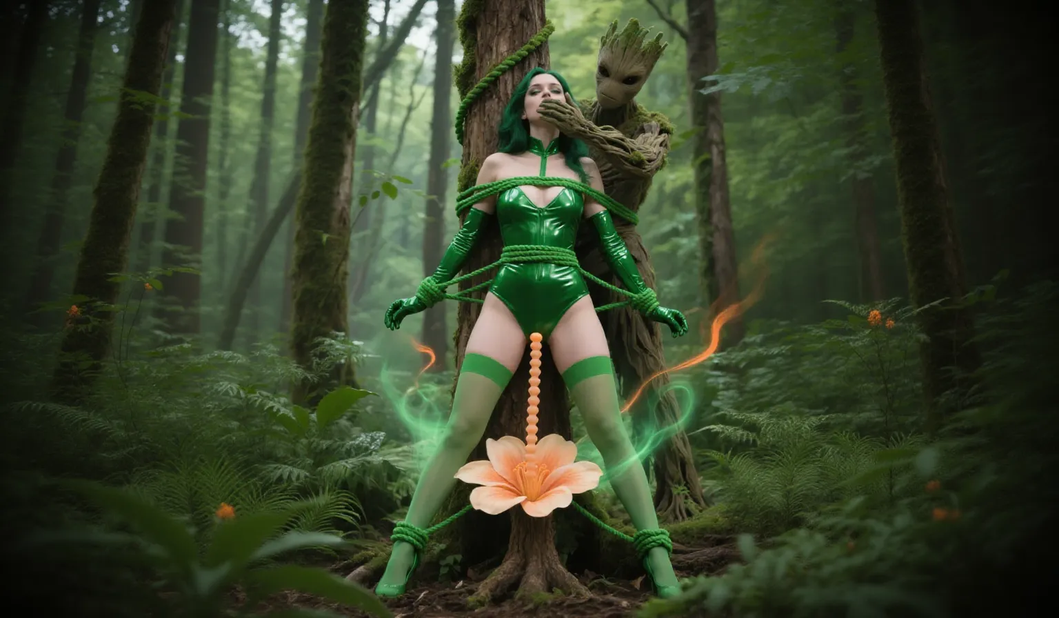 znd, sexy githyanki, (green skin:1.22), black short hair bun, orange eyes, pointy ears, navel, midriff, black hooded cloak, black cape, garter, black belt, brown pouch, medium breasts, athletic, standing in the forest, small river, highly detailed face and eyes, sunlight, midday, best quality, masterpiece, realistic, anatomically correct, stunning details, intricate details, 8k post-production, high resolution, super details, trending on ArtStation, sharp focus, depth of field f/1.8, studio photos

