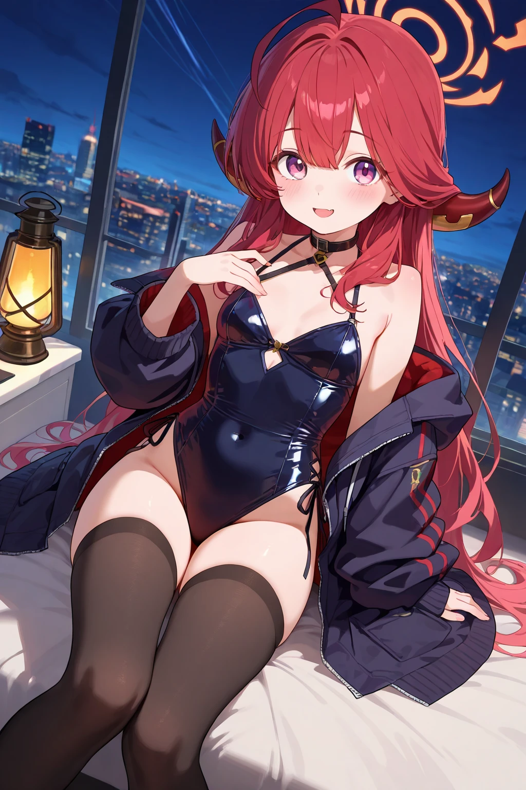 Highest quality, masterpiece , wallpaper, beautiful girl, Highly detailed eyes and face, Beautiful attention to detail, Blue Eyes , Beautiful dark red hair ,crisp finger, clear background, deep night, 20-year-old , Large Breasts、Nipples , Hairstyle Two Side Up , Mole on cheek , Ahegao , Ecstasy face , Fatty face , Sticking out tongue , Drooling from the mouth , Nakano Nino , whole body , Lots of sweat . sexy pose , Costumes Knitwear , vagina open , garter belt