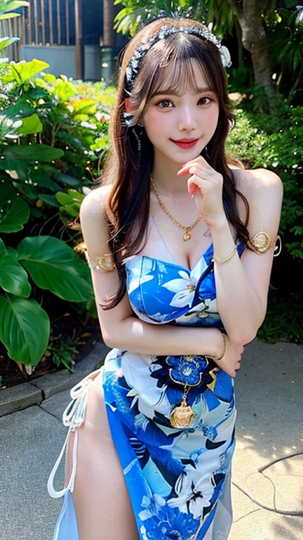 (best quality), (masterpiece), (high resolution), [:(intricate details):0.2], outdoors, detailed_background, 1girl, cowboy shot, smile,