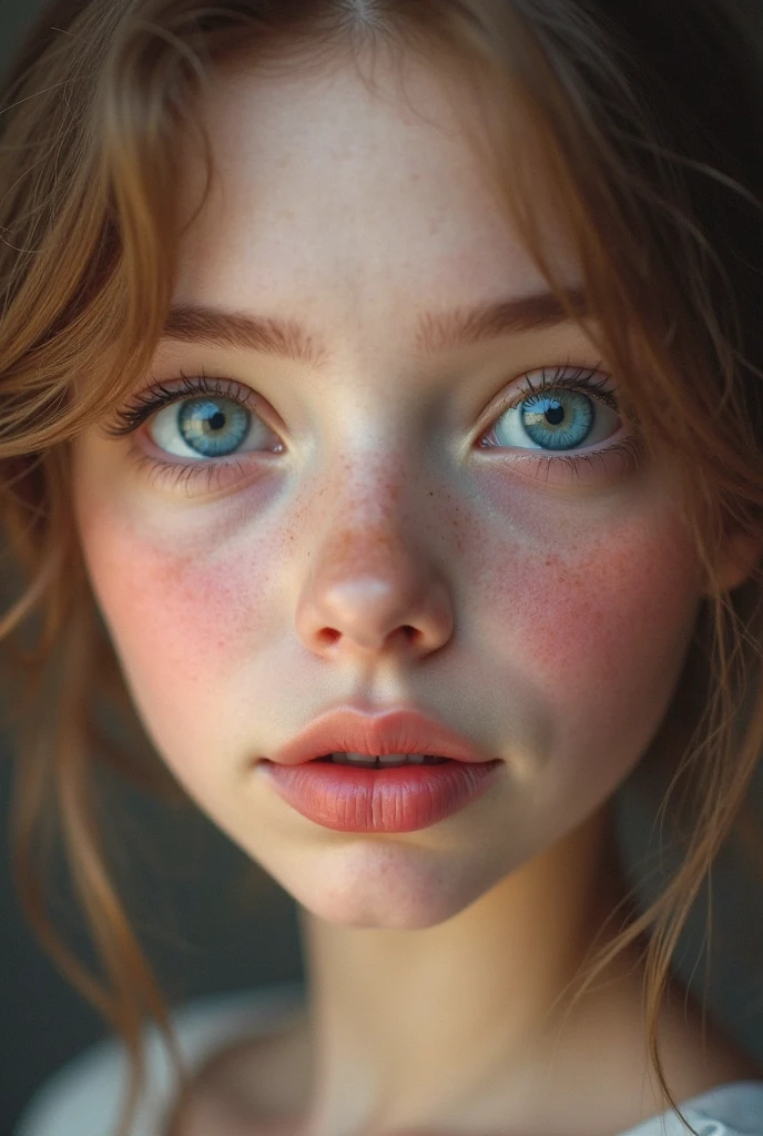 (body postrait:1.4), UHD, Masterpiece, textured skin, super detailed, high quality, award wining, best quality cinematic lighting, sadie sink, freckle, actress, sexy girl, open bathrobe, red hair, (blue-eyed girl), highly detailed glossy eyes, light smile, portrait photo of a 18-year-old girl, small breasts, (looking at the camera), specular lighting, dslr, ultra quality, sharp focus, tack sharp, dof, film grain, (centered), Fujifilm XT3, crystal clear, center of frame, cute face, sharp focus, detailed skin pores, full body