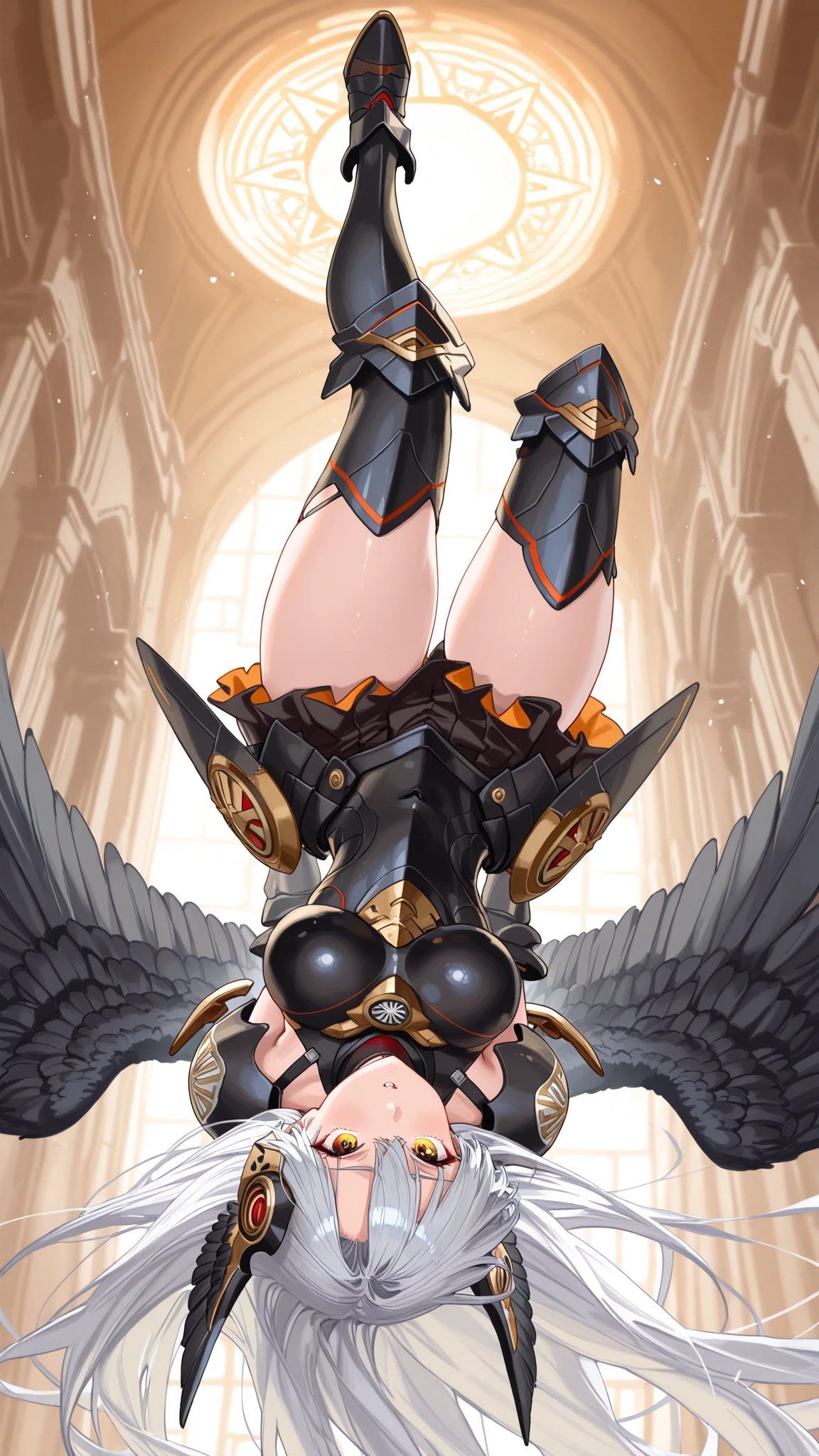 Best image quality comic book cover, Masterpiece manga illustration, Angel sex-training pit, (young winged Angel girl being trained in the carnal arts), (((beautiful sexy female Angelic girl with legs spread wide in ((sex position)) being raped by a demon, having sex, fucked hard))), (((wearing (big) metal slave collar))), ((wearing metal shackles on wrists)), (((BDSM harness))), ((((hands chained behind her head)))), (((hanging from chains))), (struggling desperately to break free), ((small undeveloped breasts)), ((extremely beautiful detailed face)), ((sweet cute very young face)), (skin covered in sweat), (((extremely happy smiling expression))), (frantic), (((bright Angel halo hovering above her head))), ((shapeless hairstyle)), ((cowboy shot)), gothic fantasy, ((Award-winning Manga illustration)), (Hyper-detailing), (Complicated details), (High resolution Manga artwork 8k), Fantasy style, depth of field,((create depth with atmospheric lighting)),wide wide shot, ((use atmospheric and volumetric lighting, cinematic lighting)), Dark chiaroscuro background, (vibrant colors), (((NSFW)))