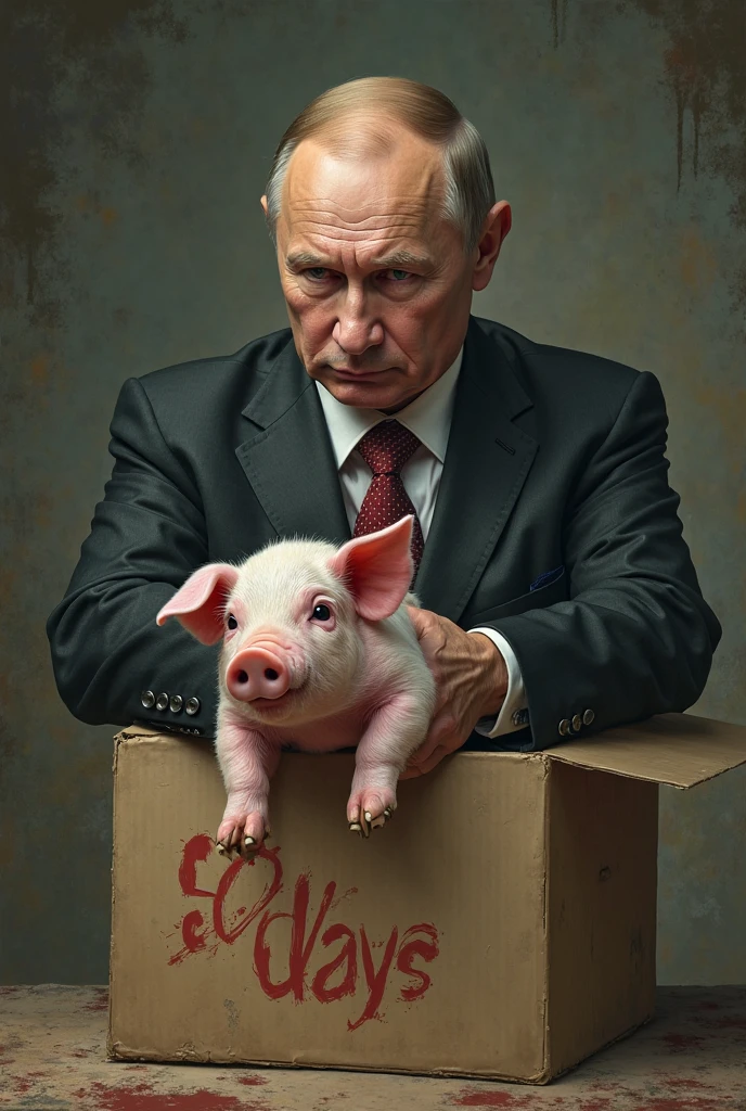 kgb rat with president putin's face standing in an alley of st. petersburg russia amidst cigarettes' butts on ground
