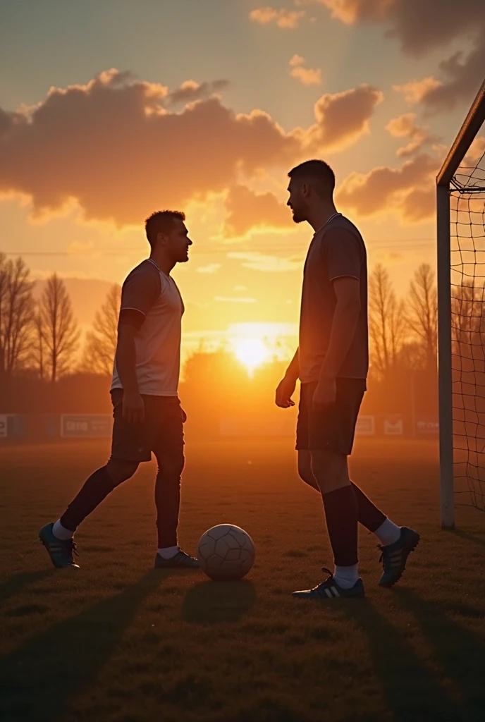 un amanecer en un campo de futbol, donde se vean los aficionados vestidos con batas blancas y atrezzo de medico