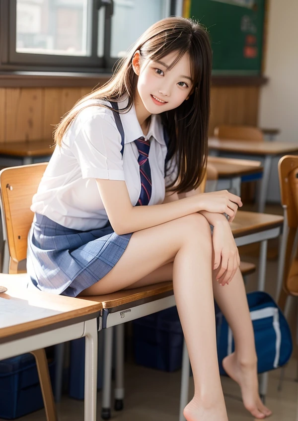 Uruchan-6500-v1.1、(RAW Photos:1.2)、(Photorealistic:1.4)、Beautiful detailed girl、Very detailed目と顔、Beautiful and detailed、unbelievable 、Large file size、Very detailed、High resolution、Very detailed、highest quality、masterpiece、Kemomimi、((Japanese girls high school uniform))、Awareness-raising、Very detailed、CG、8k wallpaper、growing up、finely、masterpiece、highest quality、Highly detailed CG uniform 8K wallpaper、 The light shines on your face、Cinema Lighting、1 girl、16 years old、((Dynamic pose)))、(Camel Toe)、(Sitting with knees raised and legs bent in an M-shape.))classroom、