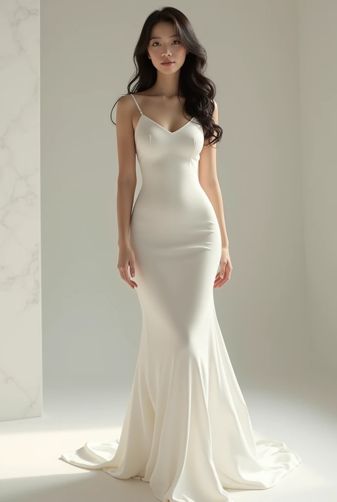 Bride wedding gown, puff sleeves, no depth broad neckline, slim fit unique dress, no mermaid tail