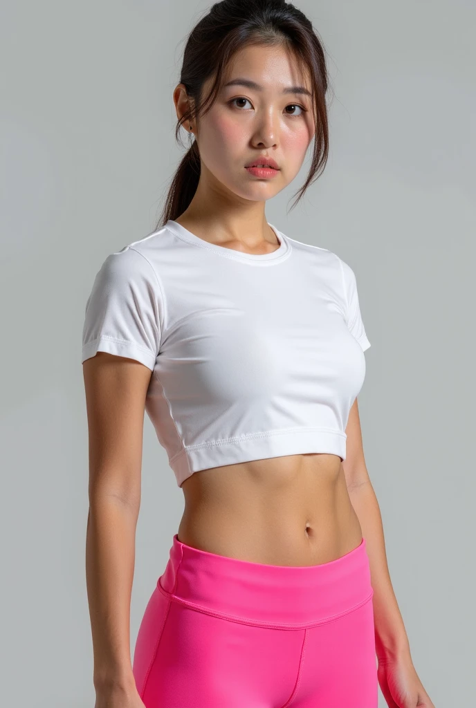 a woman in a white top and rosa shorts is standing next to a bike with a Amarelo Fundo and, por Quentin Tarantino, 1 garota, pulseira, rosa short cabelo, joia, caixa de correio, lips, rosa short_cabelo, inventar, Grande_seios, barriga, unha_Polish, umbigo, colar, Nariz, Laranja_sky, rosa_shorts, realista, shorts, Sozinho, sol, solset, tatuagem,pulseira, Amarelo_Fundo, Amarelo_sky, beautiful detalhado glow, detalhado, cinematic light, detalhe intrincado, high resolution, detalhado facial features, alto detalhe, sharp focus, suave, aesthetics, extremely detalhado, carimbo, octane rendering,