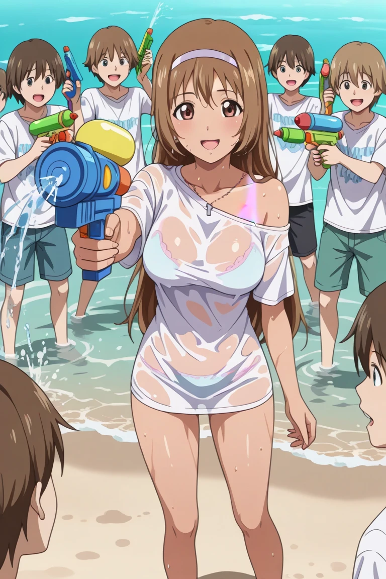 masterpiece, Highest quality, Nico_Yazawa,High resolution, 1 Girl, alone, Brown Hair, short hair, Twin tails、Purple eyes, , , (Cleavage)、(Beautiful thighs), Carrying a red backpack, (randoseru backpack:1.2) Sweaty、Thick thighs、Highest quality、4K、1girl, 8years old, loli, cute, grin, 、、on the train、、、Thick thighs、Men holding their penises and surrounding girls、Semen from the penis、Bukkake、Bukkake、(Bukkake)projectile cum、Blowjob、Lots of spectators、Ahegao、low length、Micro Bikini