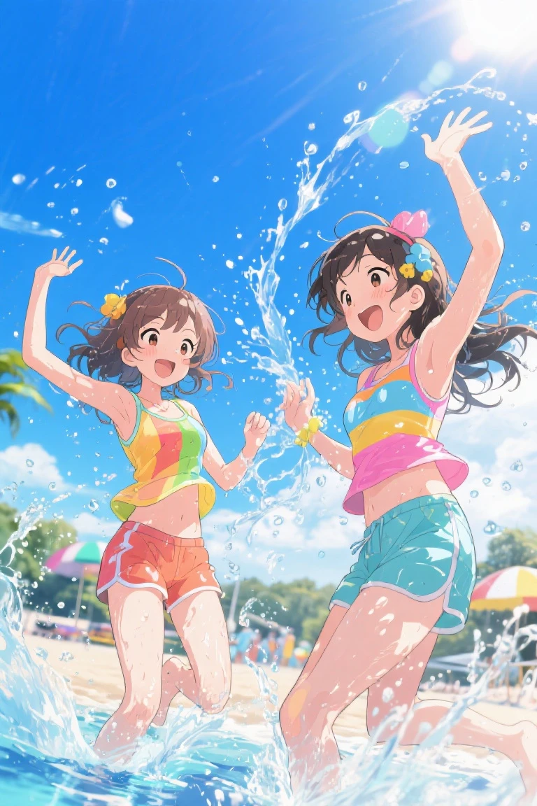 (best quality, highres),spring morning,Jello wrestling,2 extremely cute Asian women,bikinis,giggling,wrestling,playful,energetic,interactive,American crowd,cheering,laughing,surprised expressions,having fun,refreshing,green lime Jello,vibrant colors,transparent,vat of jello,shaking Jello,jiggly texture,wobbly,wrestling mat,bouncy,tables,crowd,coffee,excited chatter,lively atmosphere,relaxed,joyful,Sunday brunch,beautiful weather,outdoor setting,sunshine streaming,shadows,faint breeze,green grass,trees in bloom,flowering cherry blossoms,pink and white petals,pigeons fluttering,background noise of birds chirping,freshly brewed coffee aroma,filled with happiness and laughter,memorable moment,photorealistic,crisp details,vivid colors,pulsating energy,sunny disposition,embrace of spring.